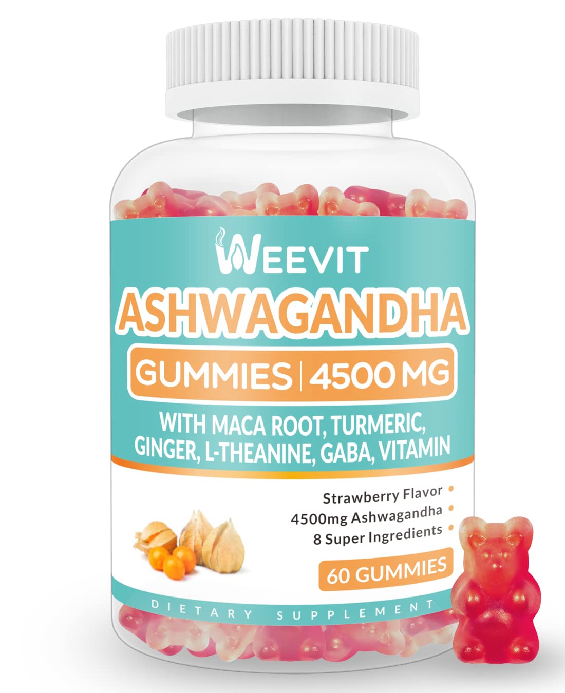 Sugar Free Ashwagandha Gummies for Stress Relief & Energy Boost - Vegan Supplement with Maca Root Powder for Women & Men - Perfect for Daily Wellness & Workout Recovery
