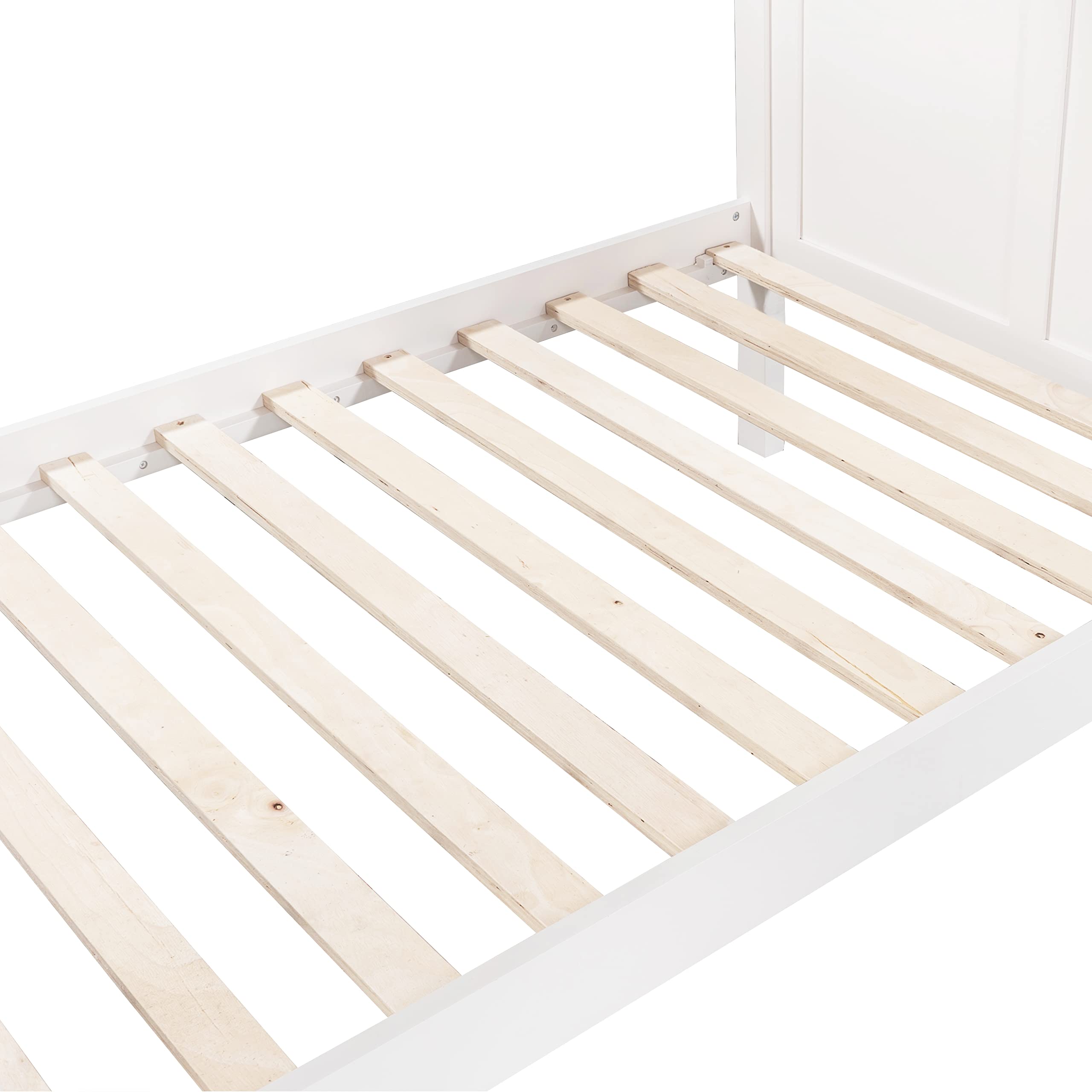 RUNNA Solid Wood L-Shaped Twin Size Triple Bunk Bed with Guardrails & 2 Ladders - No Box Spring Needed (White+TP) - Perfect for Kids' Bedrooms, Dorm Rooms & Space-Saving Home Solutions
