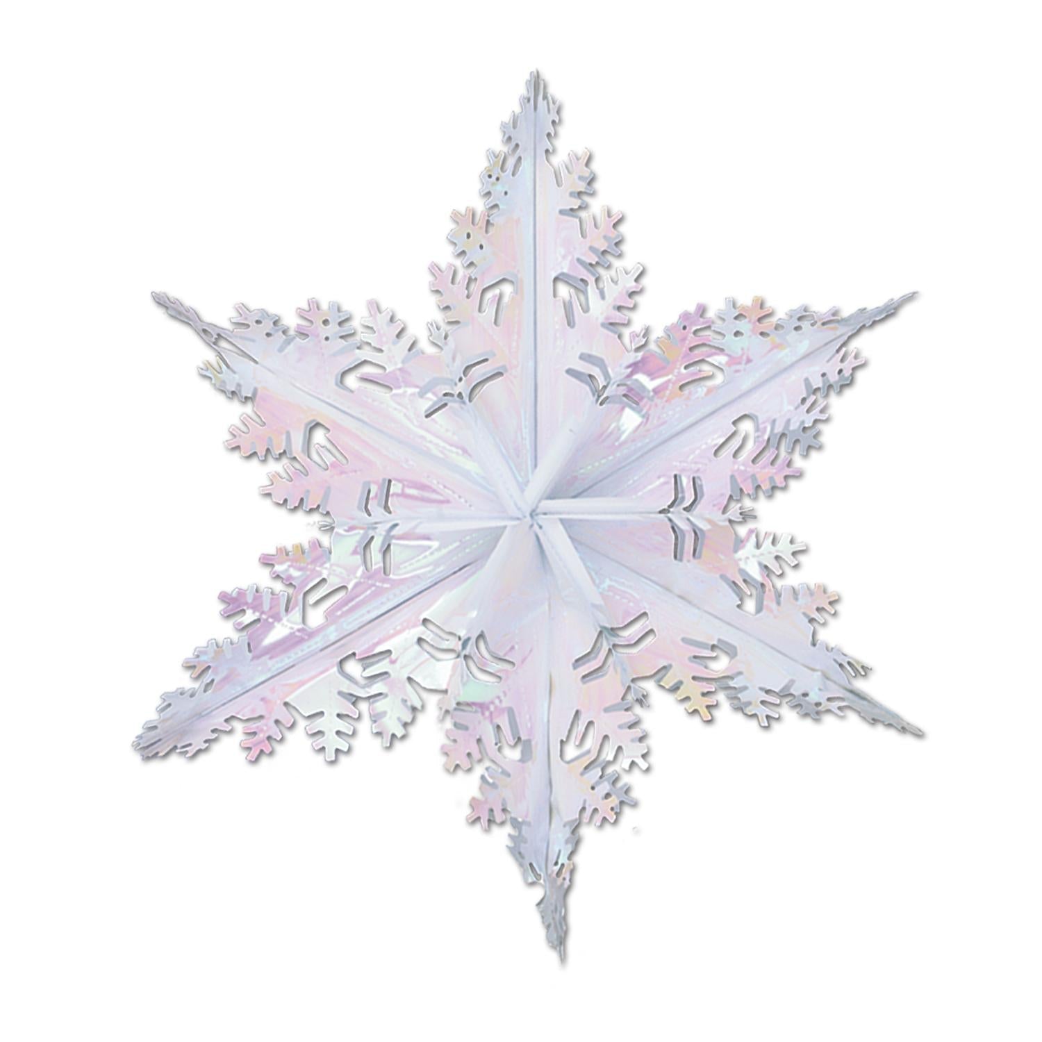 12-Piece Beistle Christmas Metallic Winter Snowflake Ornament Set - Opalescent Holiday Decor for Tree, Home & Party Decoration