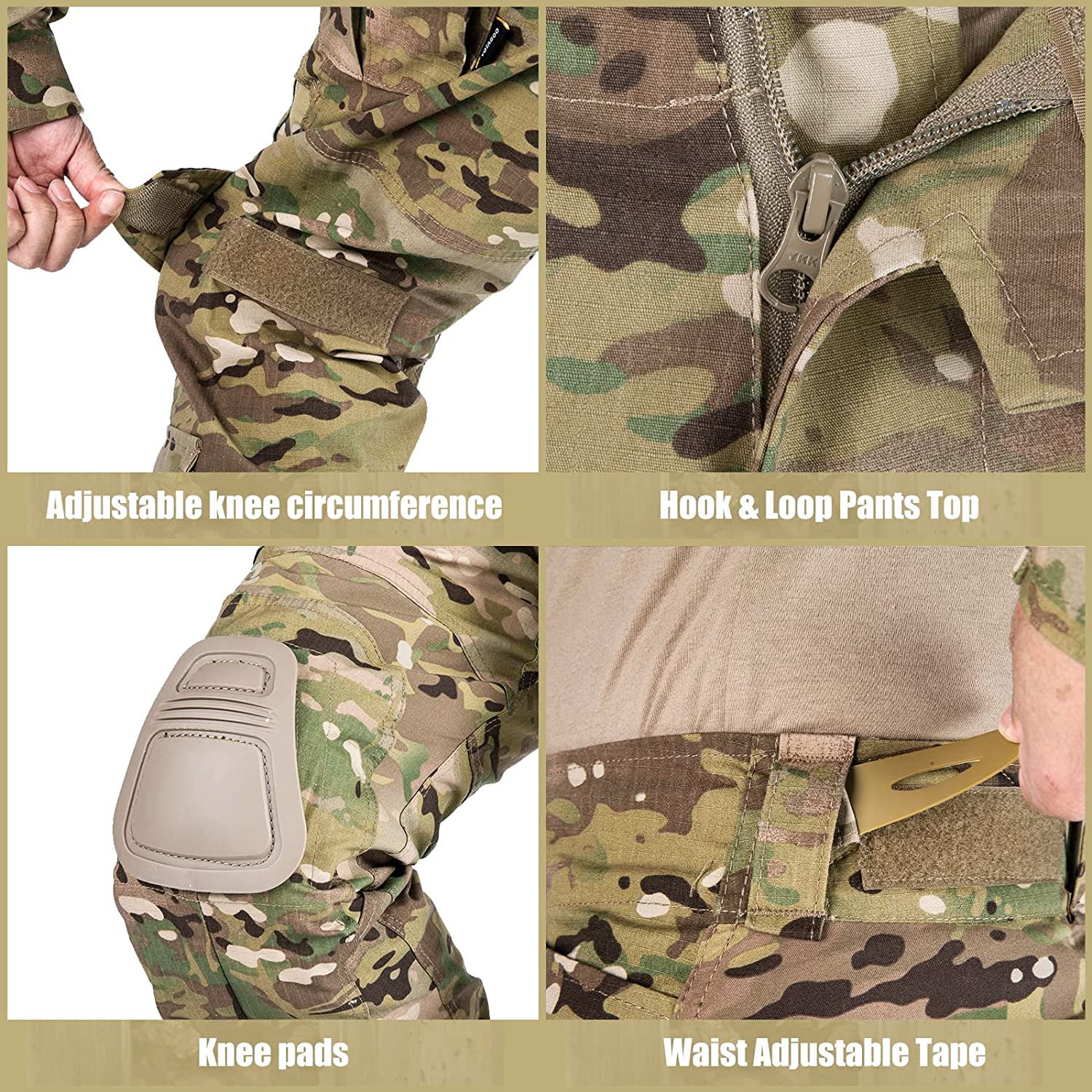 G3 Combat Pants with Knee Pads - Tactical Military Trousers for Men | Durable Rip-Stop Hunting Camo Pants | Perfect for Airsoft, Outdoor Adventures & Tactical Missions