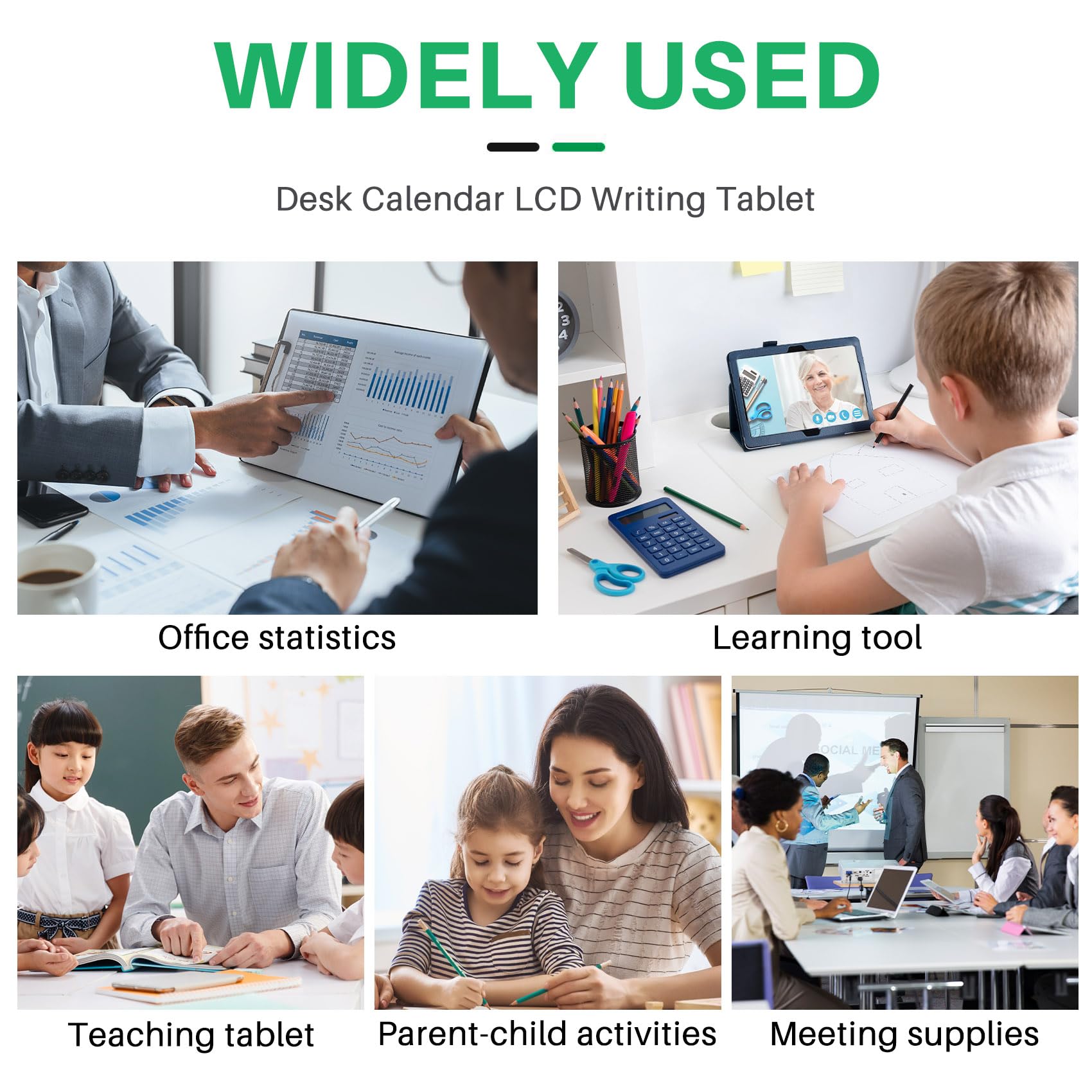 Kioball Multifunctional Electronic Desk Calendar - LCD Handwriting Board with Alarm Clock, Humidity & Temperature Display, Digital Message Board for Office, Home & School Use