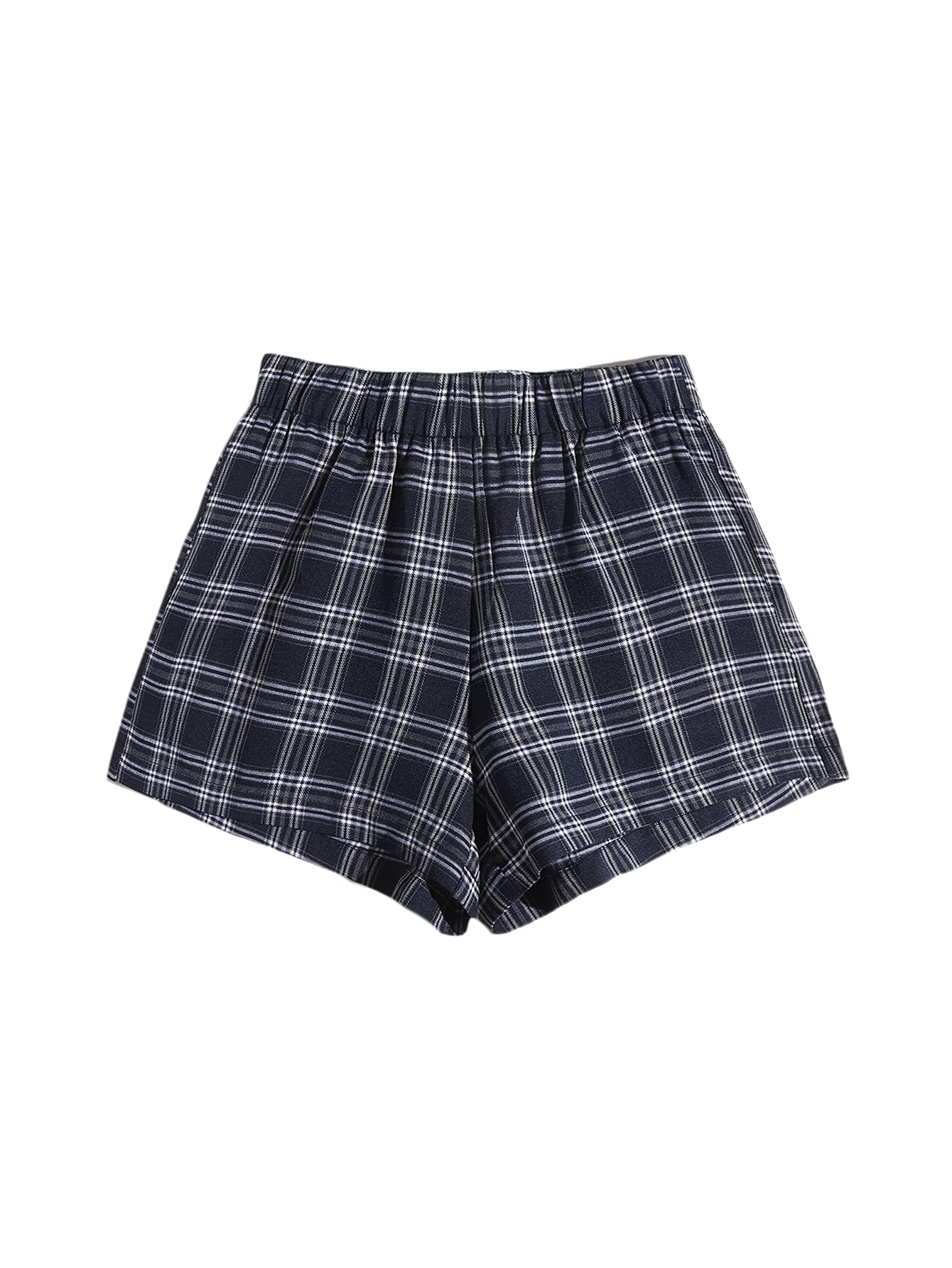 Stylish Women's Elastic Waist Plaid Lounge Shorts - Comfortable Sleepwear & Pajama Bottoms for Home, Vacation & Relaxation