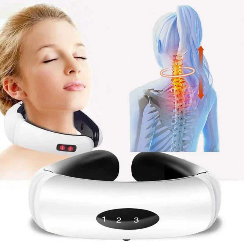 Electric Neck Massager with Pulse & Magnetic Therapy - Instant Pain Relief for Shoulder, Back & Muscle - Perfect for Office, Travel & Home Use