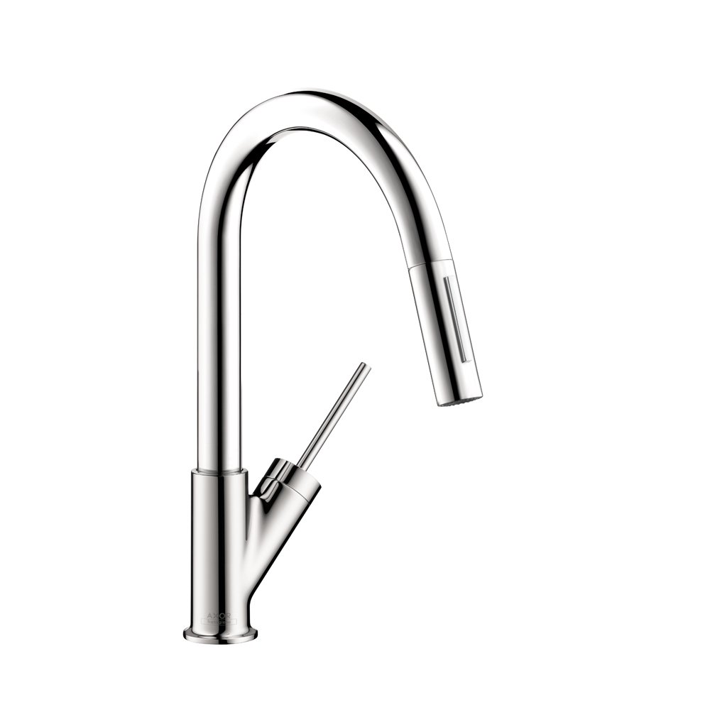 AXOR Starck Chrome Bar Kitchen Faucet with Pull Down Sprayer - Magnetic Docking Spray Head for Modern Kitchen Sink (Model 10824001) | Perfect for Cooking, Washing Dishes & Food Prep