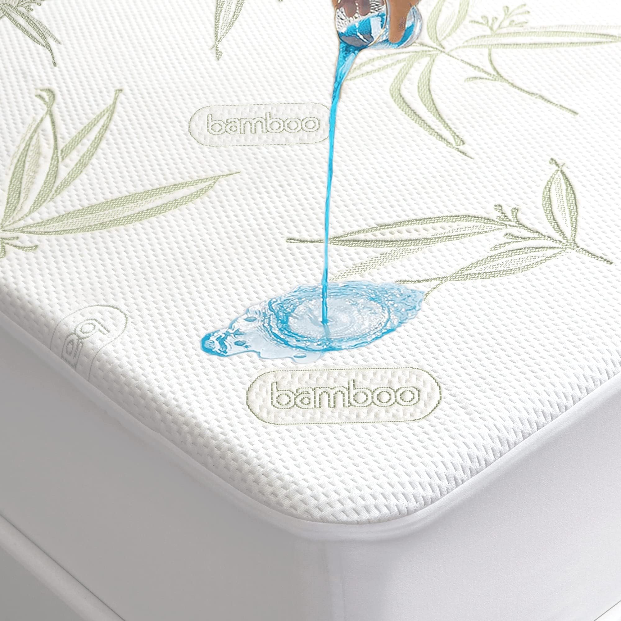 King Size Waterproof Mattress Protector - Premium Cooling Bamboo Viscose Mattress Pad | Breathable, Noiseless & Machine Washable | 21