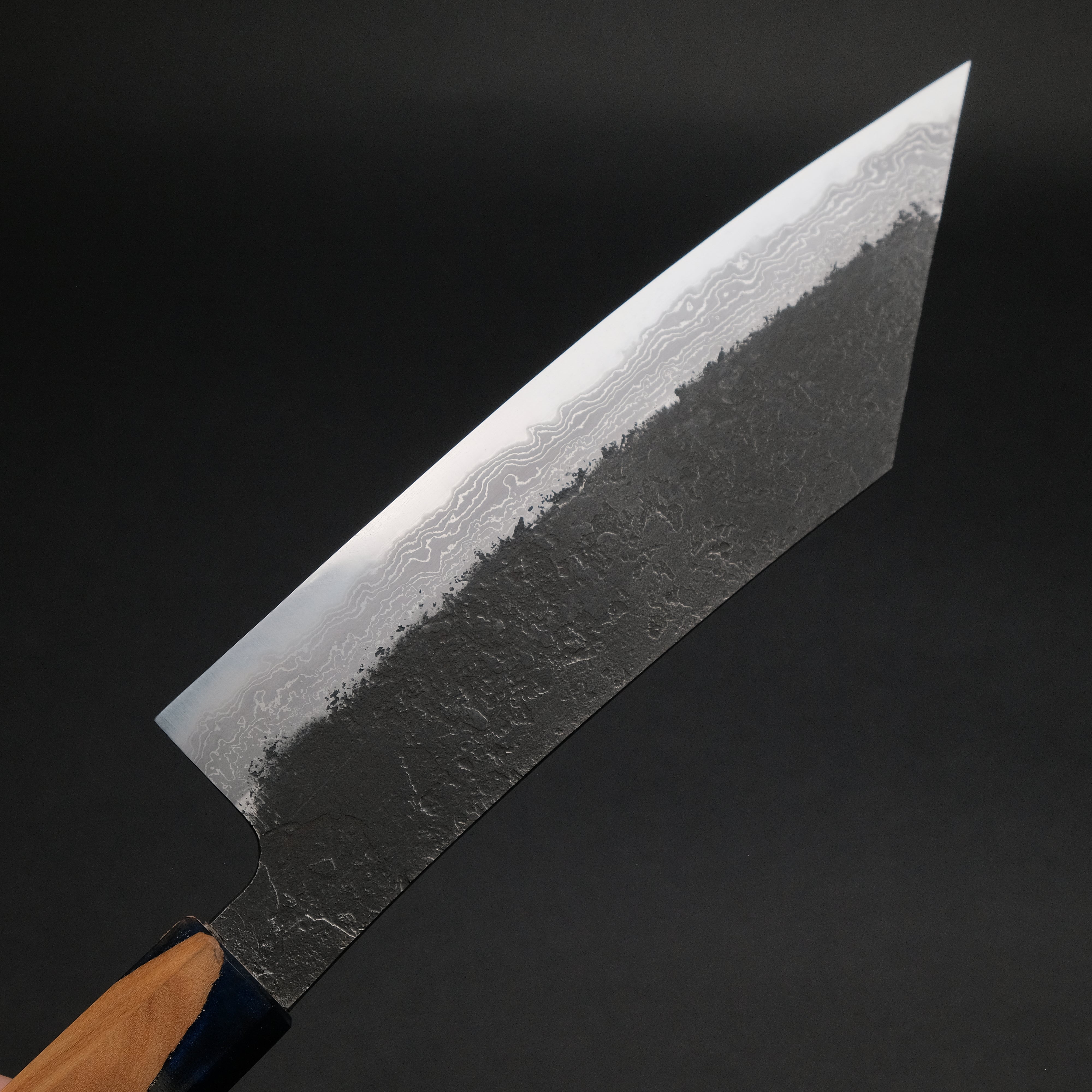 Premium Ajikataya White #2 Nashiji Damascus Hakata 180mm Kitchen Knife - Olive Wood & Resin Handle (#55) - Perfect for Sushi, Sashimi & Japanese Cuisine Preparation