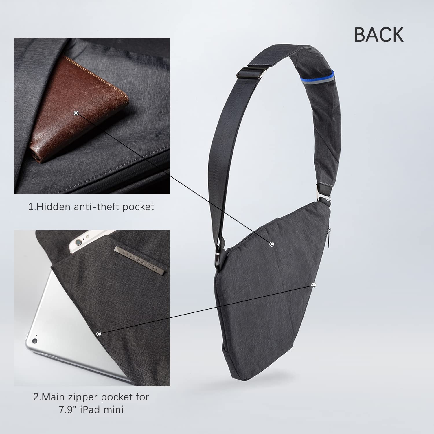 NIID D1 Men's Crossbody Sling Bag - Lightweight Chest Pack & Shoulder Backpack for Travel, Hiking, Work & Daily Use - Sleek Casual Daypack (Dark Gray, Right Hand) - Perfect for Commuting, Outdoor Adventures & Urban Exploration