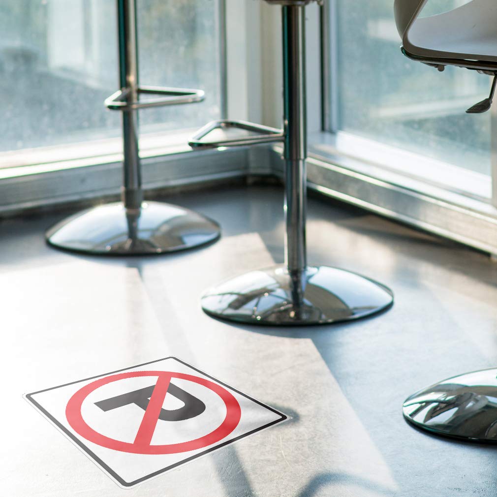No Parking Floor Decals - Black & Red Anti-Slip Vinyl Stickers with Bold Typography & Symbols (36 Inches Long) - Durable Industrial Safety Signs for Warehouses, Garages, Factories & Parking Lots