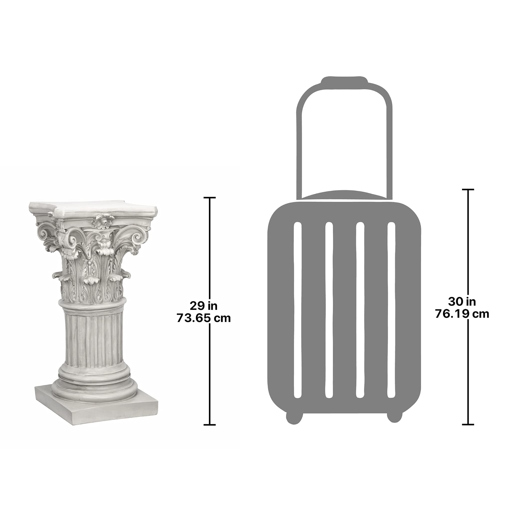 Design Toscano Corinthian Pedestal Column Plant Stand - 29 Inch Tall Cast Stone Resin with Antique Finish | Indoor/Outdoor Garden Decor, Home & Office Display