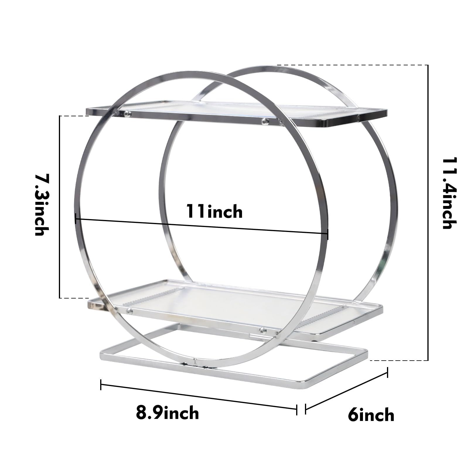 2-Tier Bathroom Counter Organizer - Vanity Makeup & Skincare Display Tray, Perfume Holder for Dresser - Silver Cosmetic Organizer Rack (Perfect for Bathroom Vanity, Bedroom Dresser & Gift for Women)