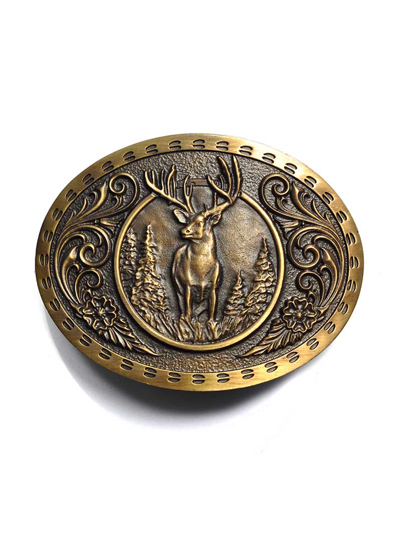 Montana Silversmiths A507C Heritage Outdoor Series Wild Stag Carved Buckle Bronze - Western Belt Buckle for Cowboy, Rodeo & Outdoor Enthusiasts