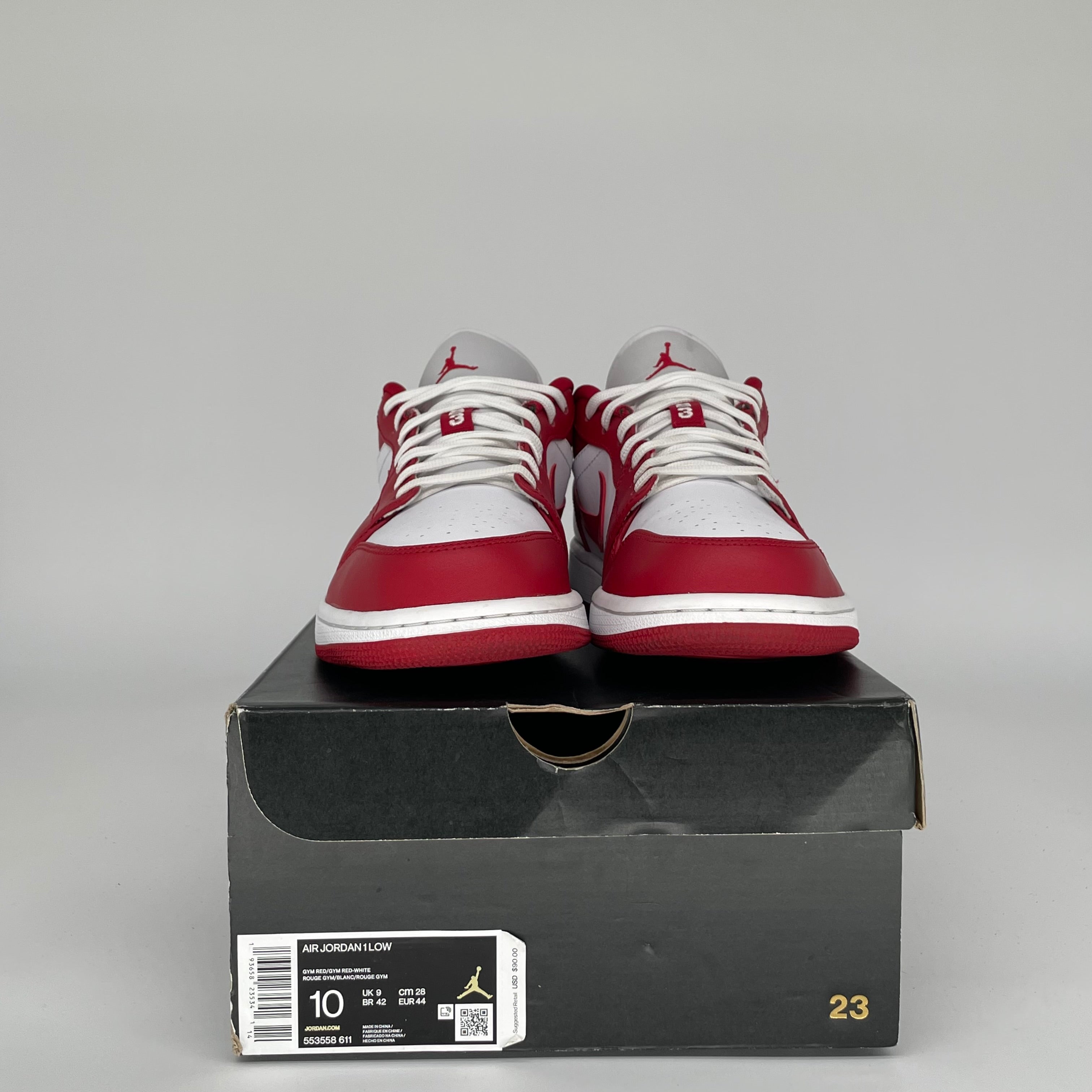 Air Jordan 1 Low Gym Red White Men's Basketball Shoes Size 10 - Style 553558-611 for Casual Wear, Street Fashion & Sneaker Collection