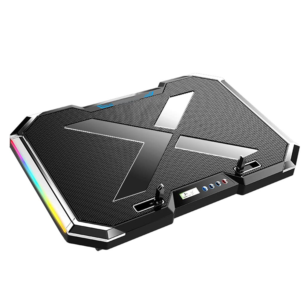 ZLDGYG 6-Fan RGB Gaming Laptop Cooler with LED Screen & Dual USB Ports - Cooling Pad Stand for 12-17 Inch Laptops - Perfect for Gaming, Streaming & Office Work