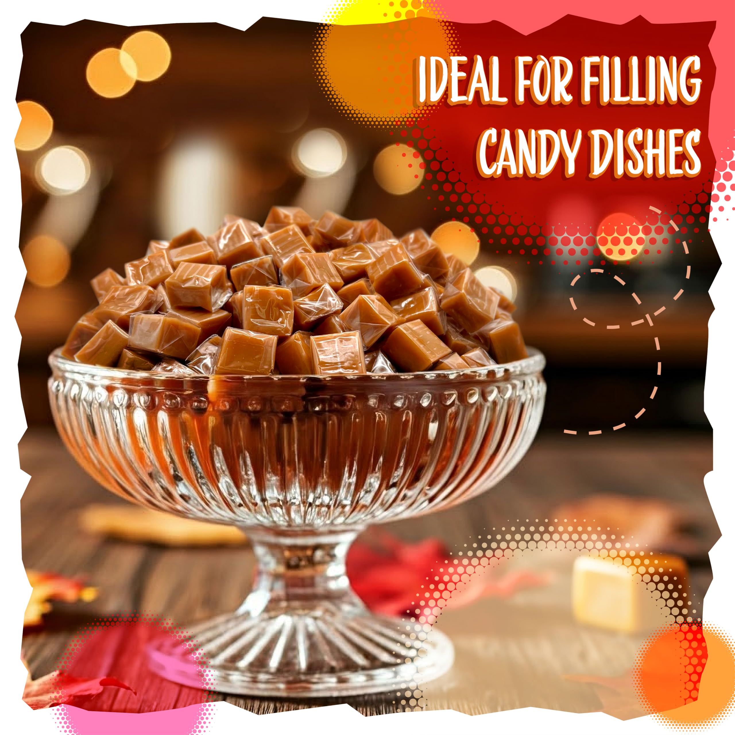 Delicious Caramel Cubes Candy - 2-Pound Bulk Bag of Individually Wrapped Soft Chews | Perfect for Halloween Treats, Party Favors, Office Snacks & Gift Baskets