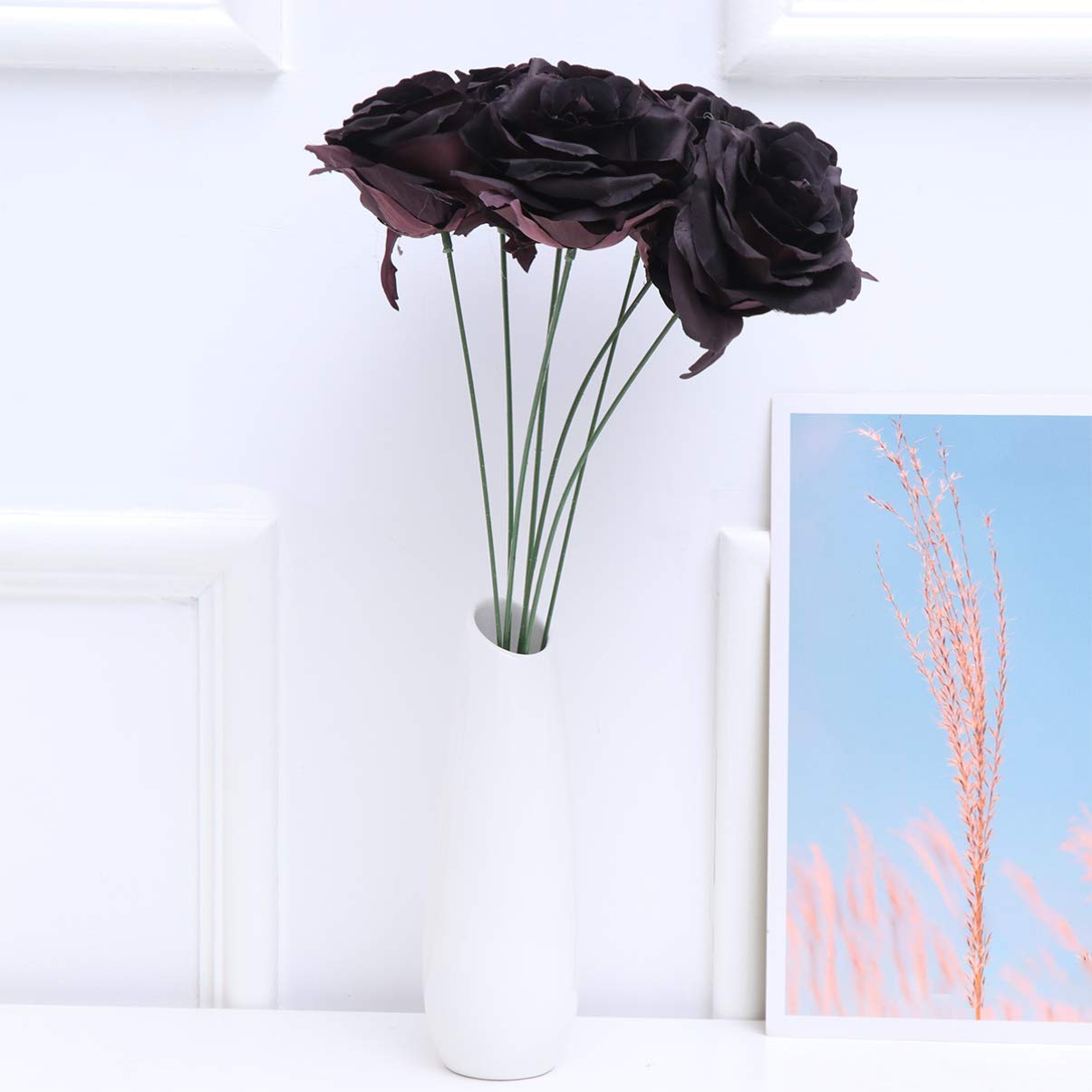 EXCEART Artificial Rose Bouquet with Stems - Realistic Fake Rose Flowers for Vases, Home Decor, Wedding, Bridal Party & Table Centerpieces - Long-Lasting Decorative Floral Arrangement