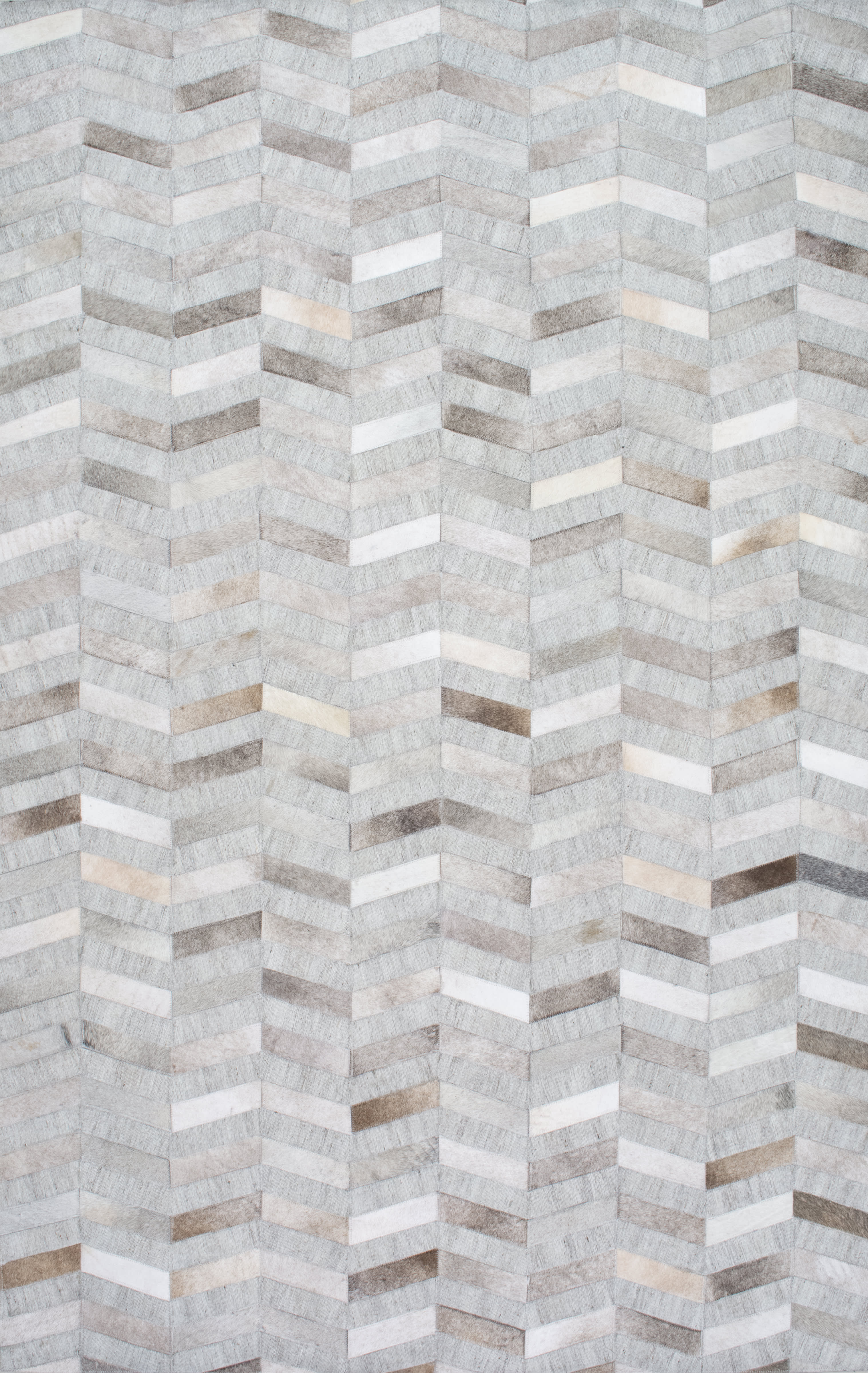 Premium Cowhide Herringbone Pattern Area Rug in Silver - Soft & Durable for Living Room, Bedroom, or Office Decor
