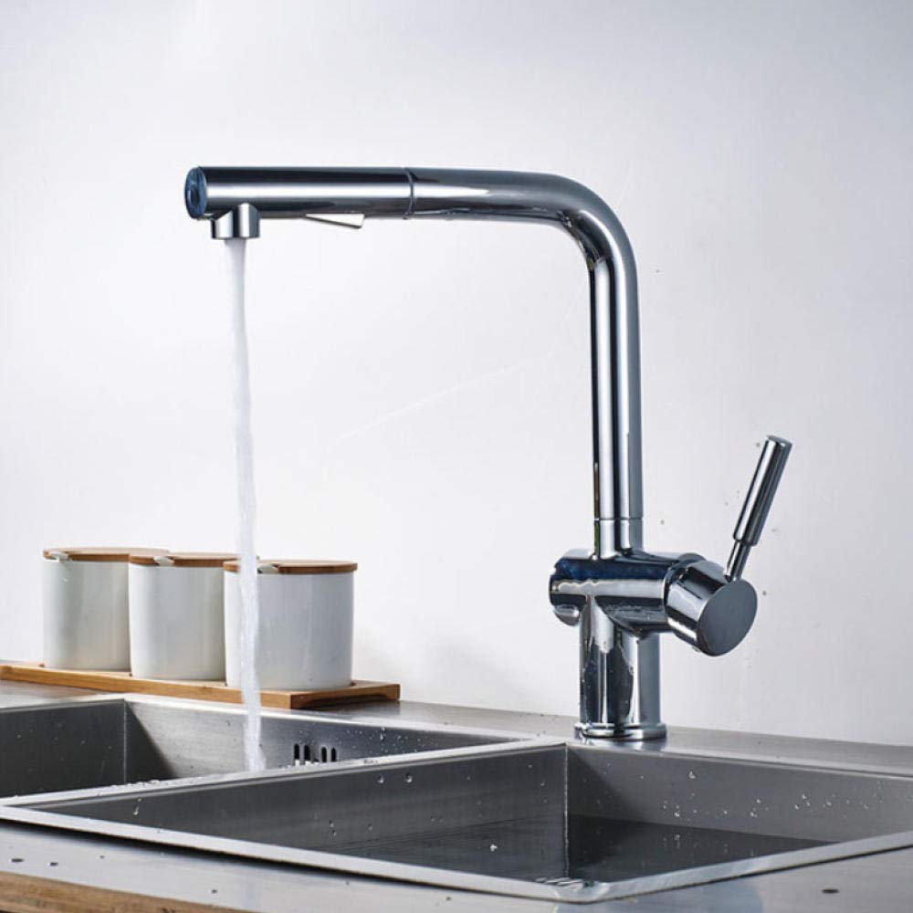 Single Handle Pull Out Kitchen Faucet - Deck Mounted Hot and Cold Water Tap for Bathroom & Kitchen Sink | Perfect for Washing Dishes, Filling Pots & Cleaning