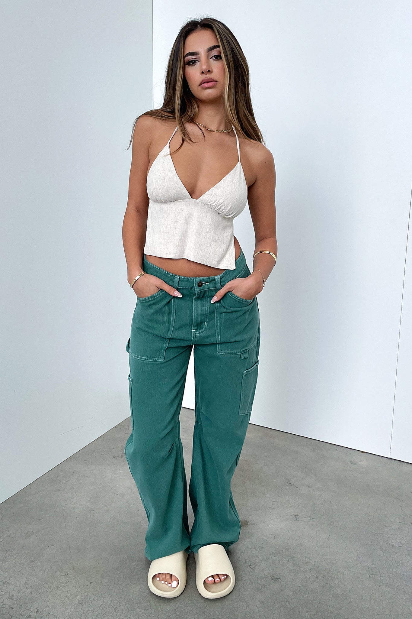 Lyla Crop Top Beige - Women's Fashion Casual Shirt for Summer Outfits & Streetwear