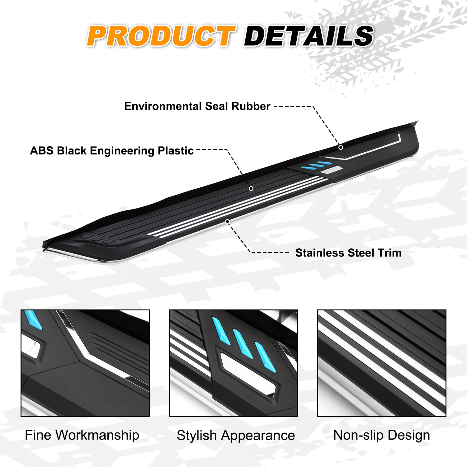 Snailfly Aluminum Running Boards & Side Steps for Jeep Grand Cherokee 2011-2021 - Durable Off-Road Nerf Bars - Perfect for Outdoor Adventures & Truck Accessories