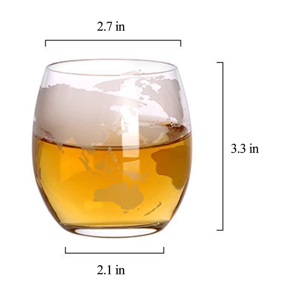Premium 22.5 Oz Earth-Shaped Whiskey Decanter Set with 2 Crystal Glasses (11 Oz Each) - Elegant Scotch Bourbon Vodka Rum Liquor Gift Set for Men - Perfect for Home Bars, Dinner Parties & Father's Day Gifts