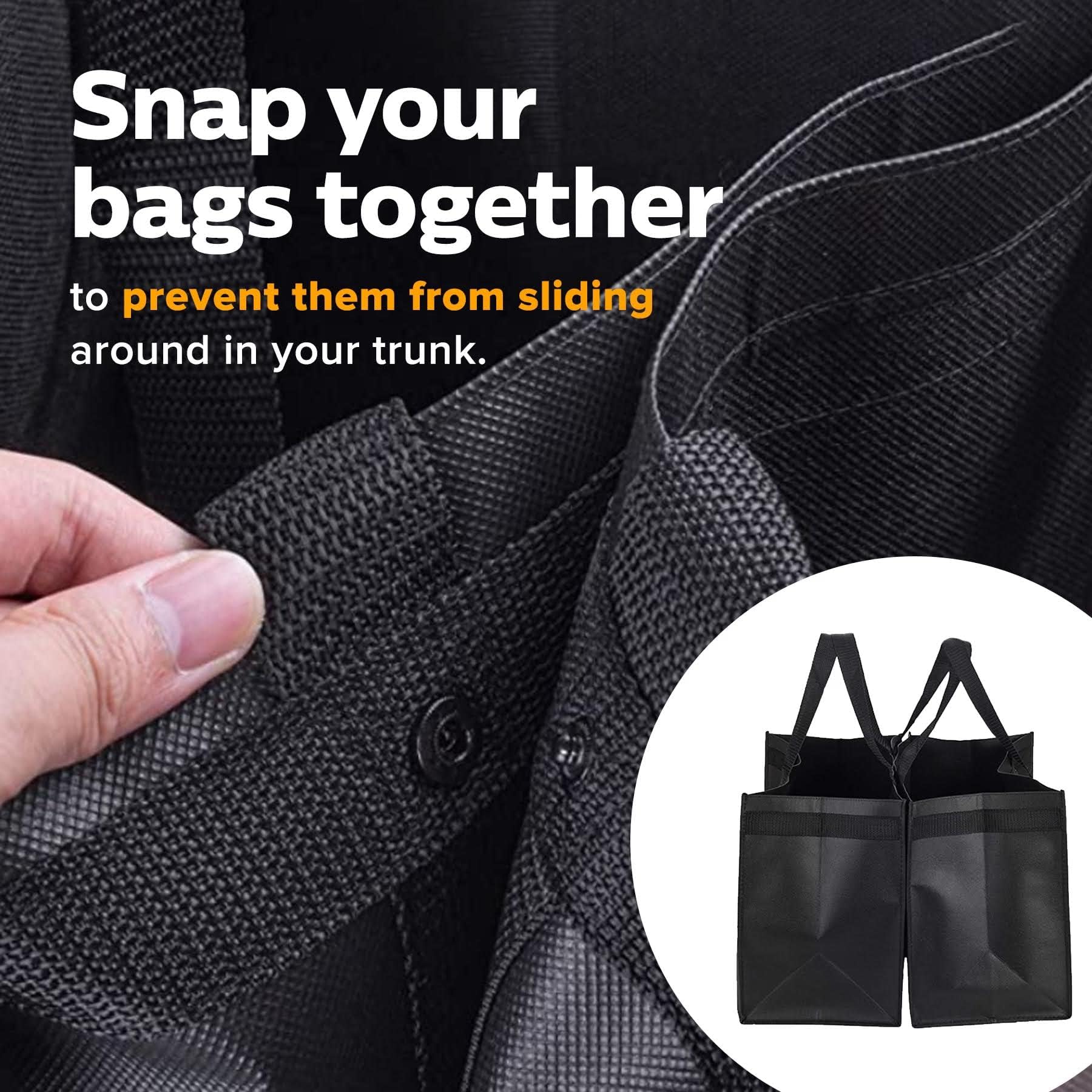 Homemell Heavy Duty Reusable Grocery Bags - Large Collapsible Tote Bags Holds 100 lbs - Extra-Strength Premium Material (Black, 4-Pack) - Perfect for Shopping, Travel & Storage