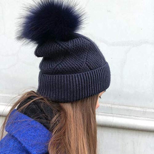 Women's Winter Fashion Hats - Cozy Fur Pom Pom Beanie with Knitted Cuff, Warm Wool Ski Cap for Cold Weather | Perfect for Skiing, Snowboarding & Outdoor Activities
