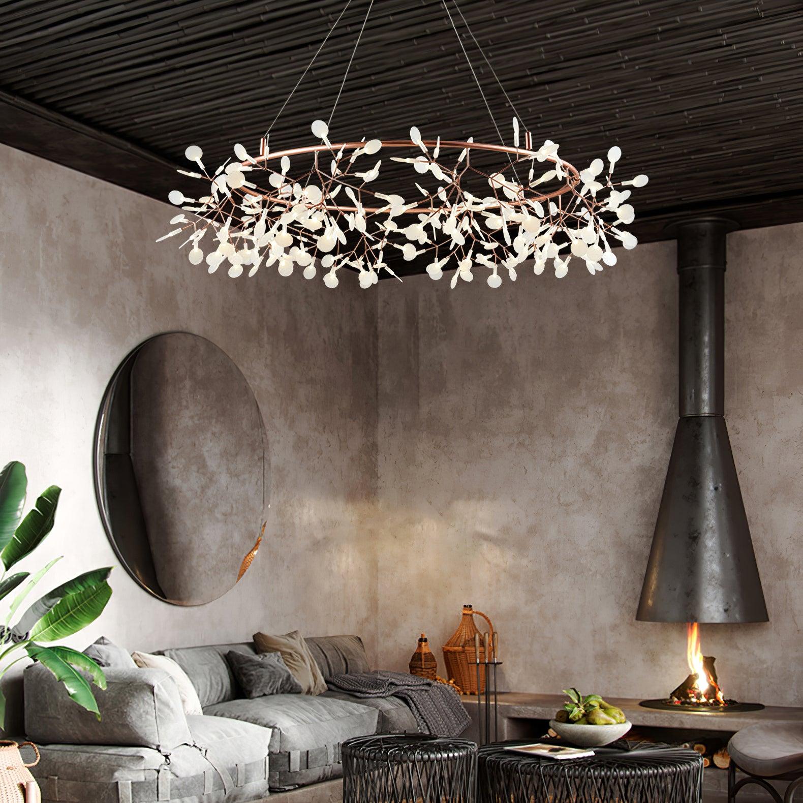 Big O Firefly LED Chandelier - Modern Crystal Ceiling Light Fixture for Dining Room, Living Room & Bedroom - Energy Efficient Dimmable Lighting for Home Decor
