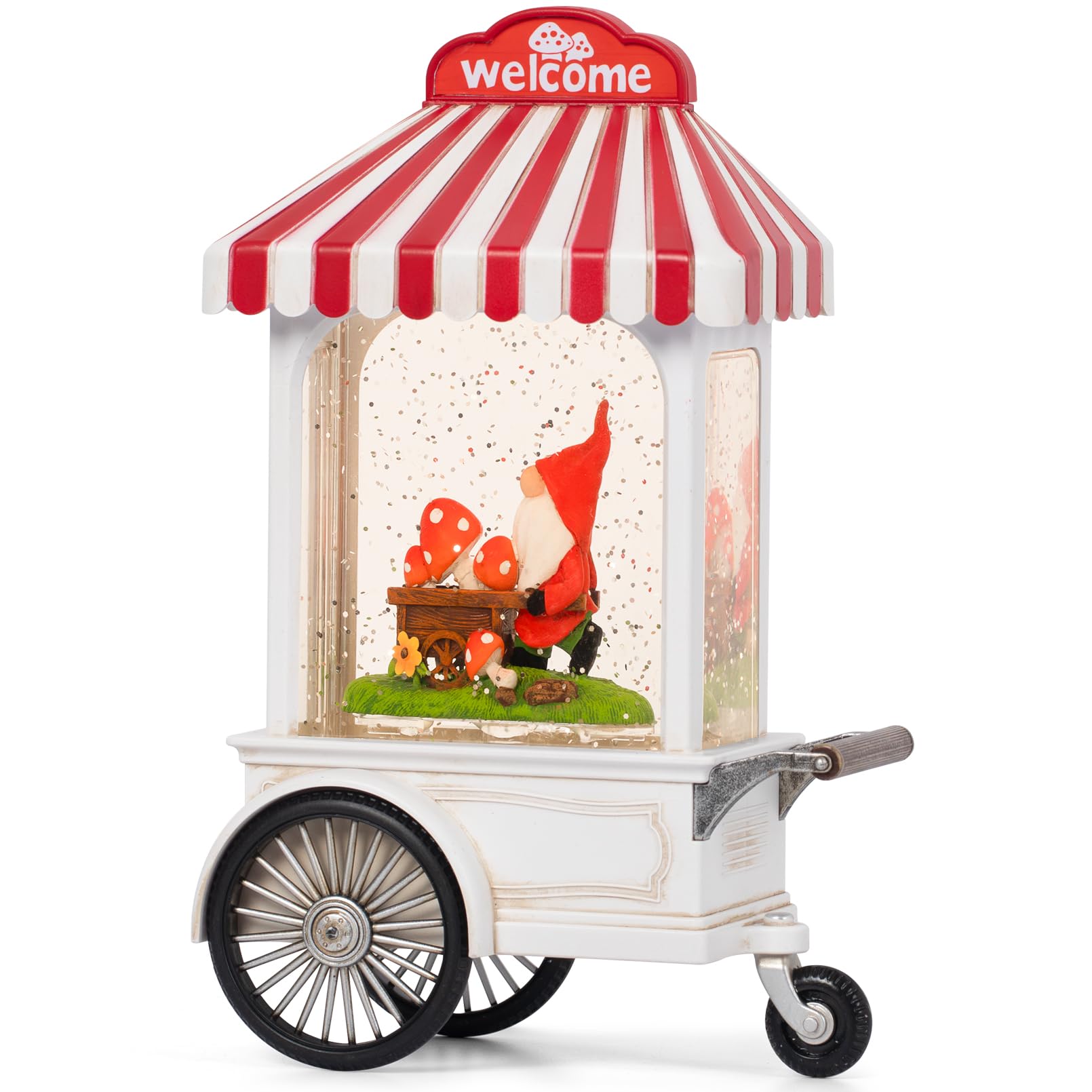 11.2 Inch Lighted Musical Snow Globe with Gnome Decor - Christmas, Winter Home Decor & Mother's Day Gift - Perfect for Holiday Table Centerpiece, Mantel Display, and Cozy Living Room Ambiance