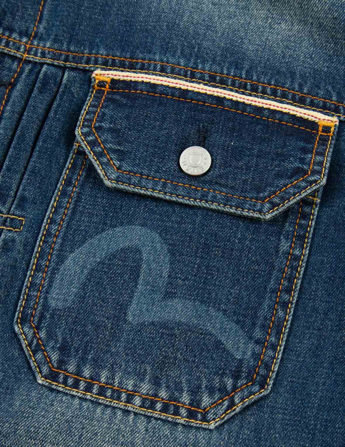 Daicock Distressed Print & Stitching Denim Jacket for Men - Vintage Washed Denim Trucker Jacket with Stylish Frayed Details | Perfect for Casual Outfits, Streetwear Fashion & Fall Layering