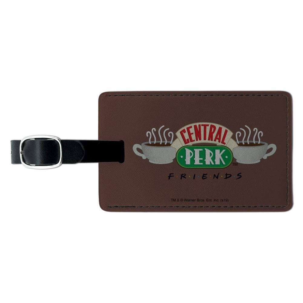 Friends TV Show Central Perk Logo Leather Luggage Tag - Rectangle Carry-On ID Tag for Suitcases, Backpacks & Travel Bags - Perfect for Fans, Travel Enthusiasts & Gift Giving
