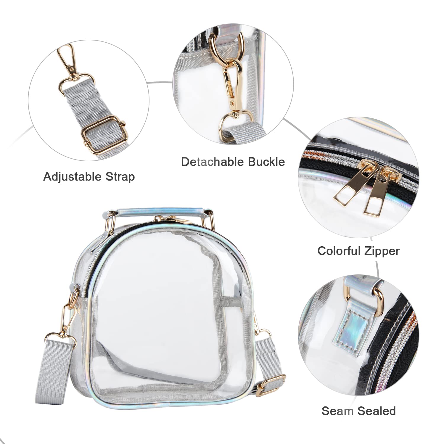 Clear Crossbody Purse for Women - Neon Transparent Jelly Handbag, Stadium Approved See-Through Bag, Perfect for Concerts, Sports Games & Festivals