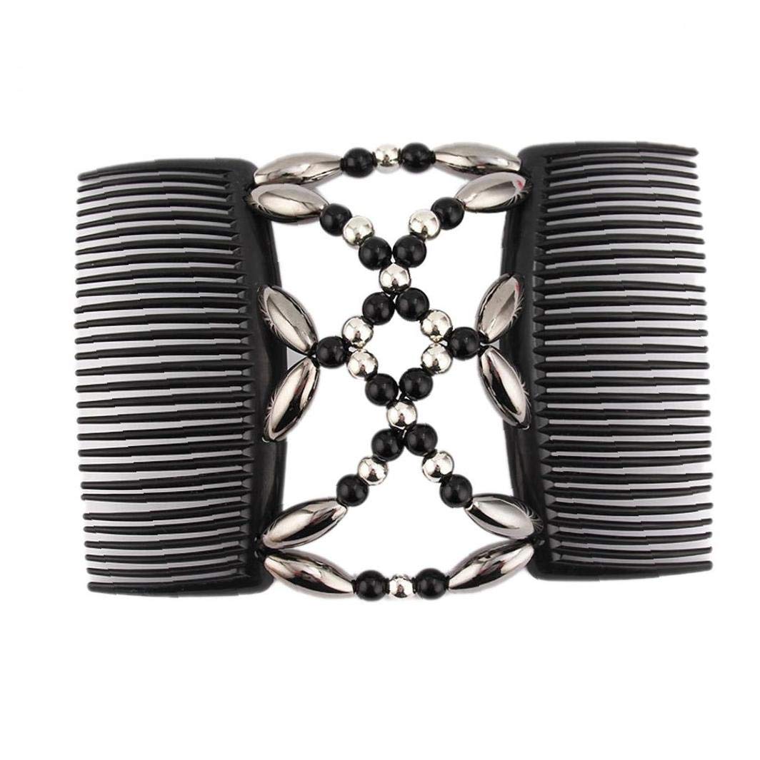 Magic Elastic Hair Clips for Women - Handmade Beaded Double Stretchy Hair Combs & Hair Accessories for Girls | Perfect for Updos, Ponytails & Everyday Styling