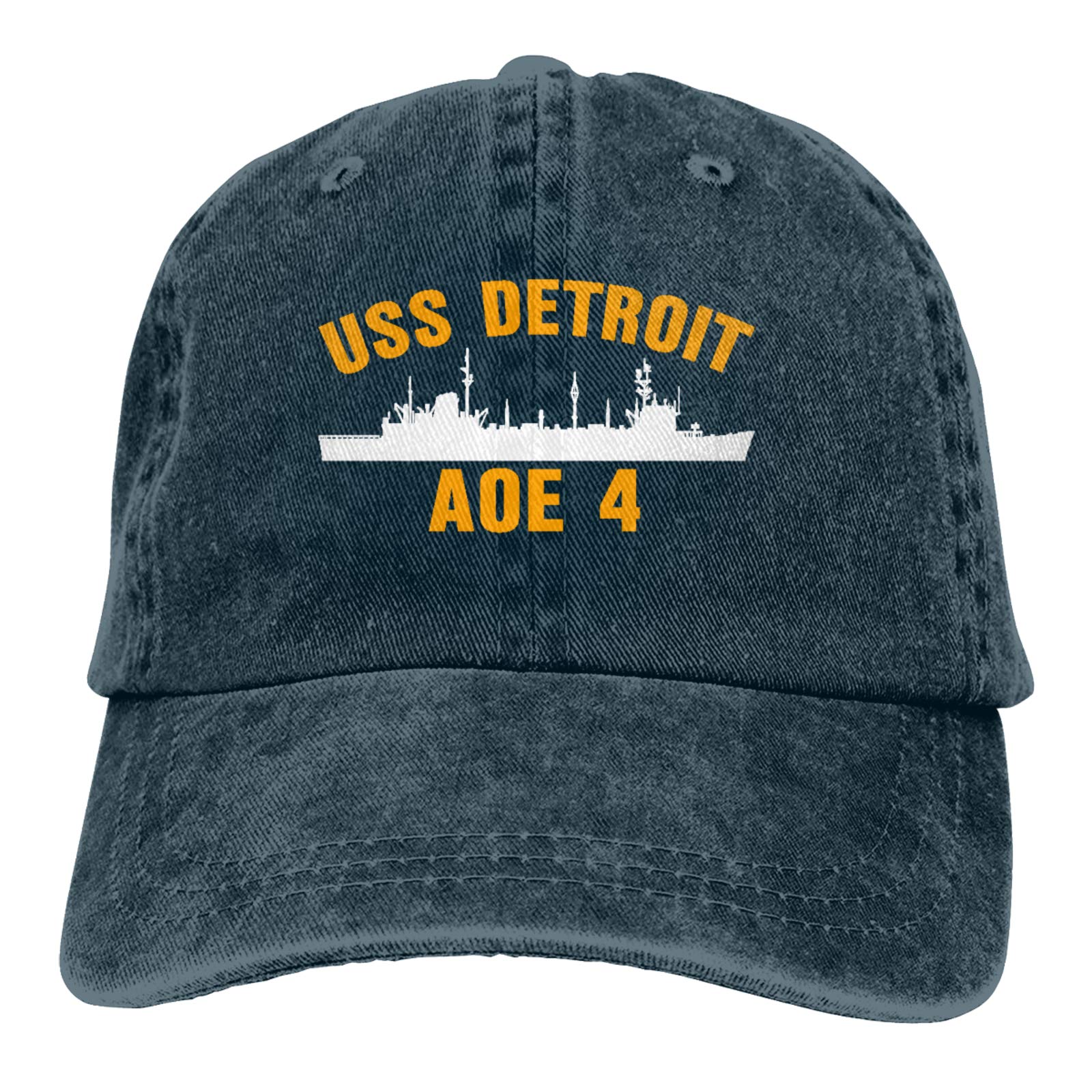 USS Detroit AOE-4 Cowboy Hat | Denim Dad Jeans Baseball Cap | Plain Fit Adjustable Hat for Men | Perfect for Western Rodeo, Country Music Festivals & Outdoor Adventures