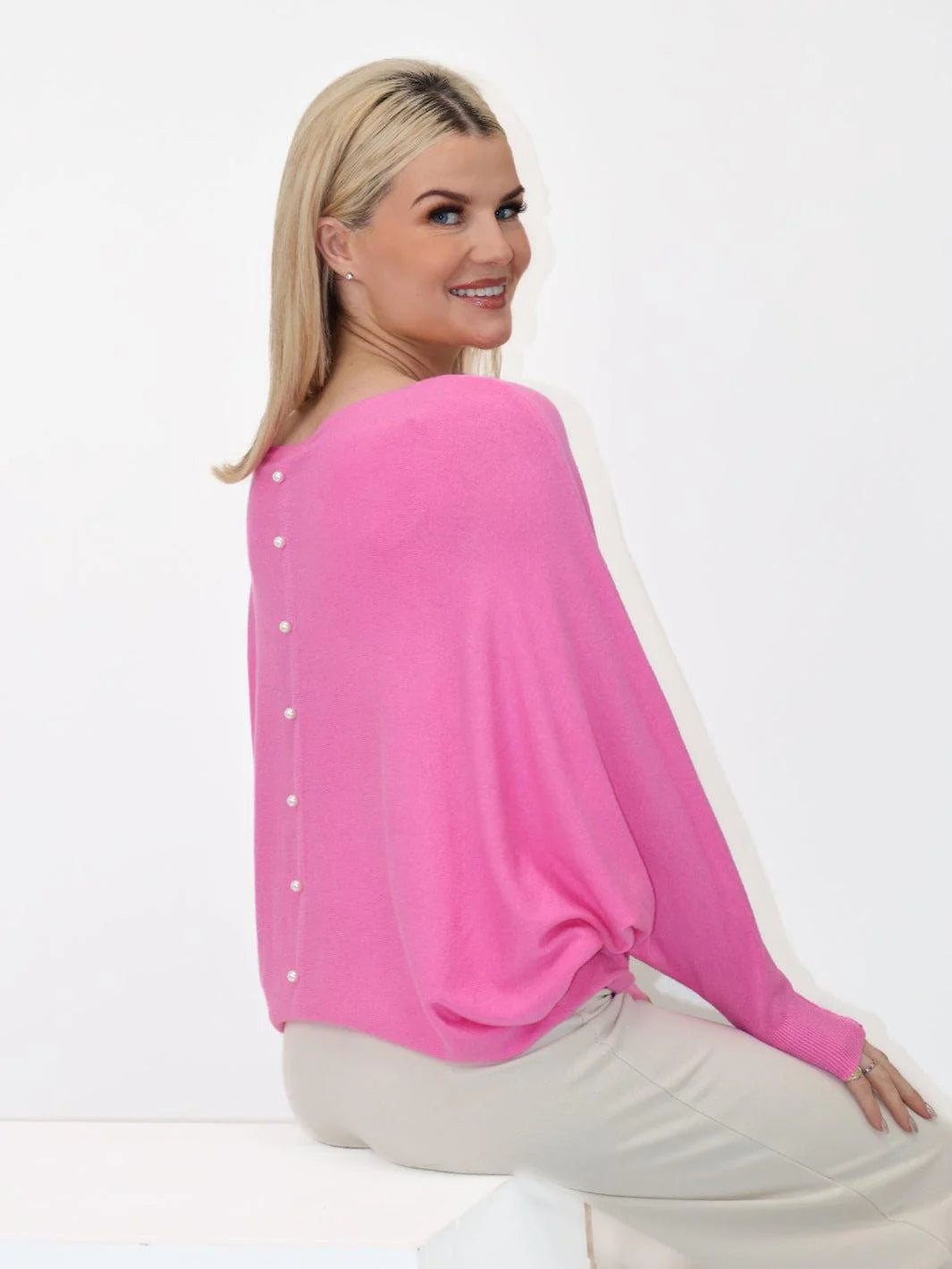 Elba Jumper Women's Pink Knit Sweater - Soft Comfortable Pullover for Fall & Winter - Perfect for Casual Outfits, Office Wear and Date Nights