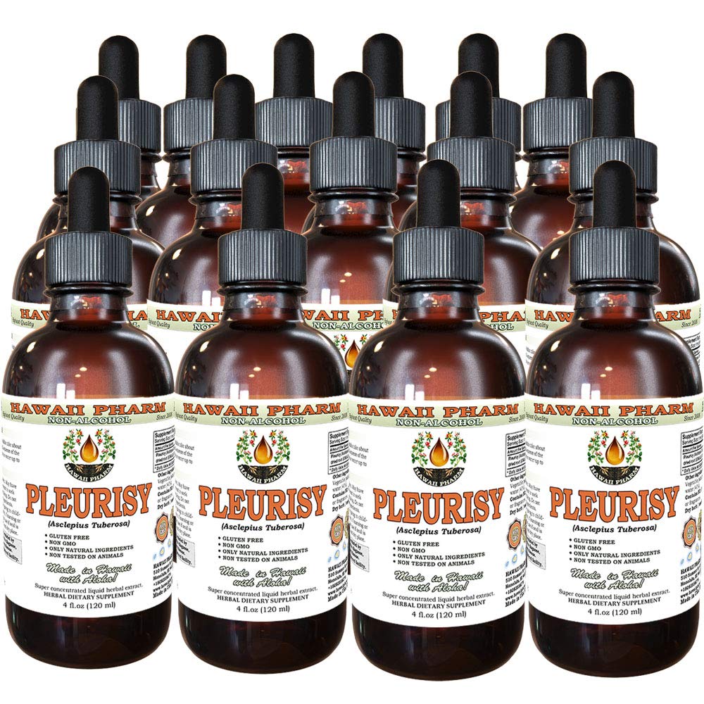 Alcohol-Free Pleurisy Root Liquid Extract (Asclepius Tuberosa) | Natural Herbal Supplement | Dried Root Glycerite | Hawaii Pharm USA | 15x4 fl.oz | Supports Respiratory Health & Immune System