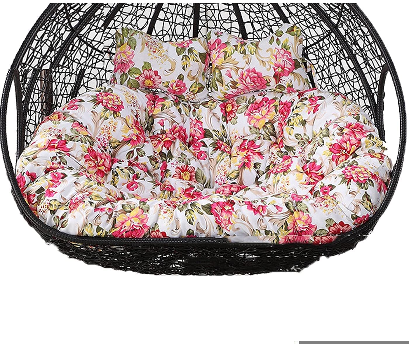 Thickened Round Swing Seat Cushion for Hanging Egg Chair - Washable Outdoor Hammock Chair Pad Replacement (Flower D) - Perfect for Porch, Garden, Patio & Backyard Relaxation