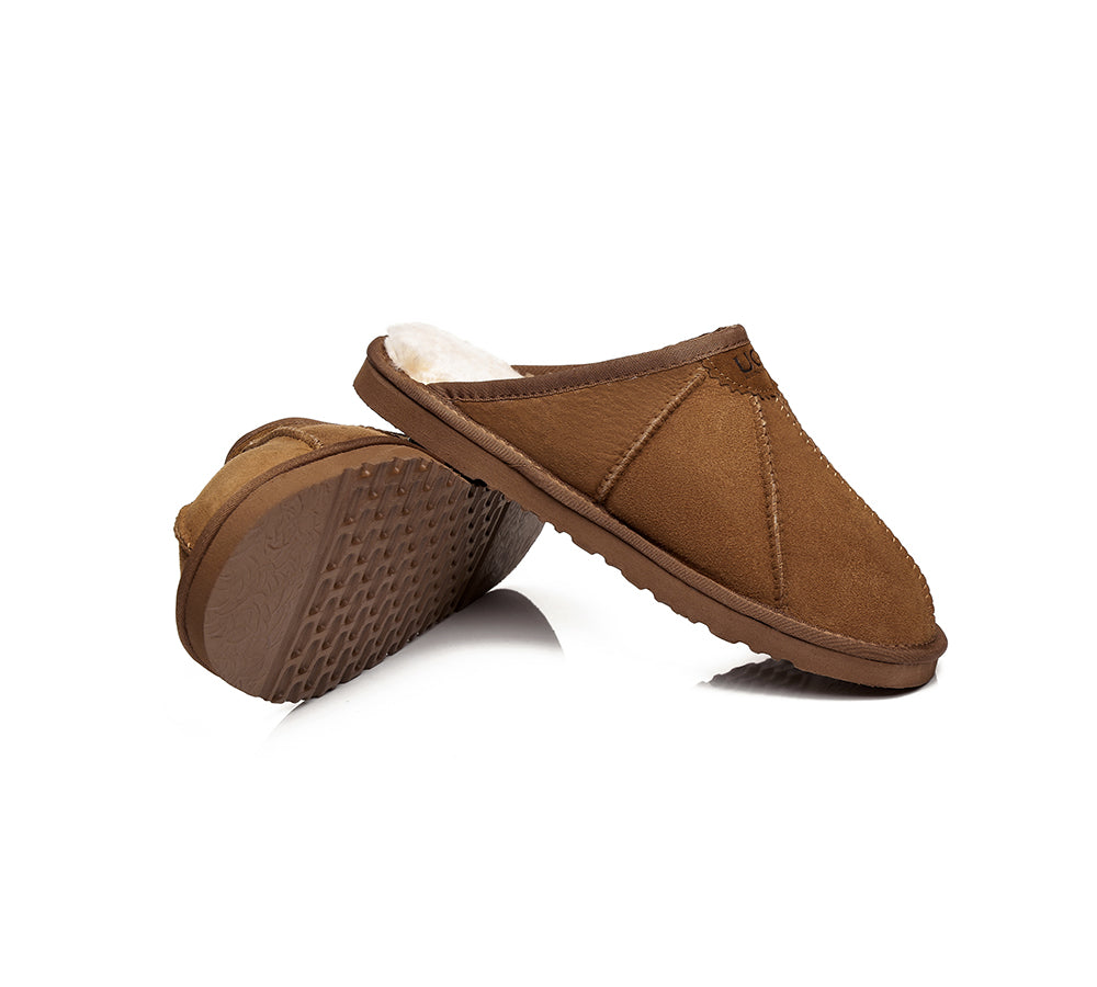 Australian Shepherd® UGG Slippers for Men - Genuine Sheepskin Wool Scuff Rafael - Cozy Indoor/Outdoor House Shoes for Winter Comfort & Relaxation