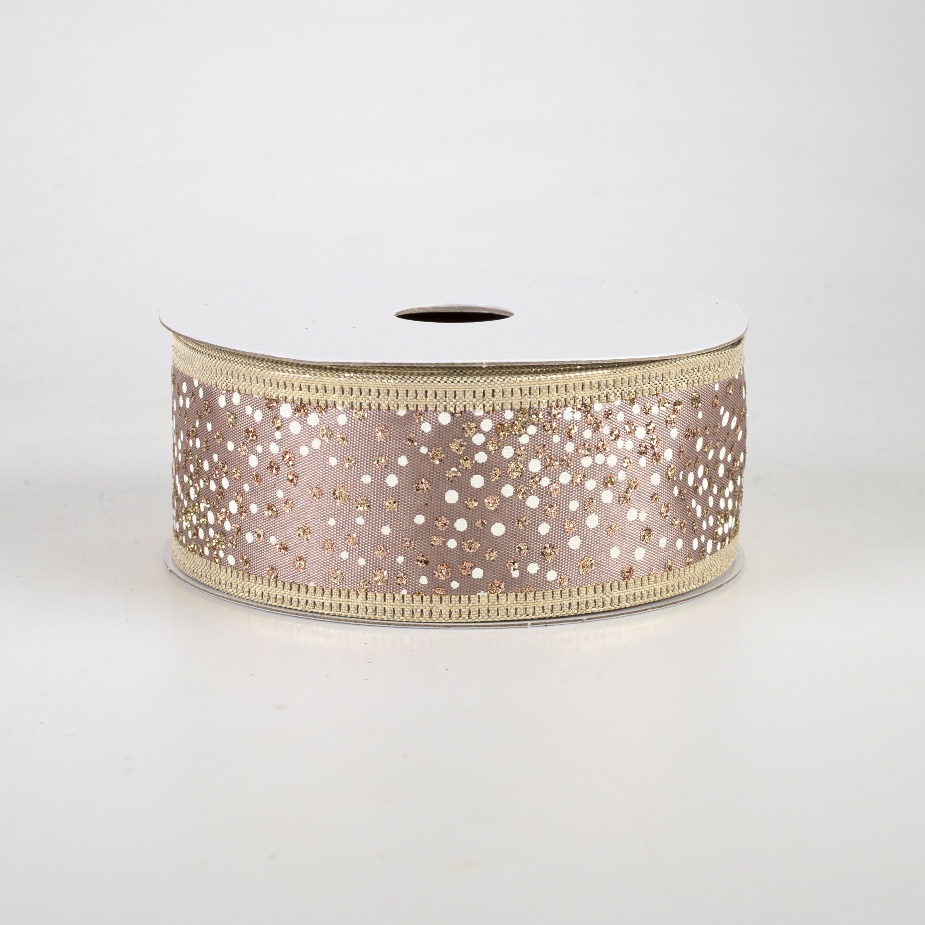 1.5 Inch Glitter Pin Dots Ribbon - Rose Gold (10 Yards) for Gift Wrapping, DIY Crafts, Wedding Decorations, and Party Supplies