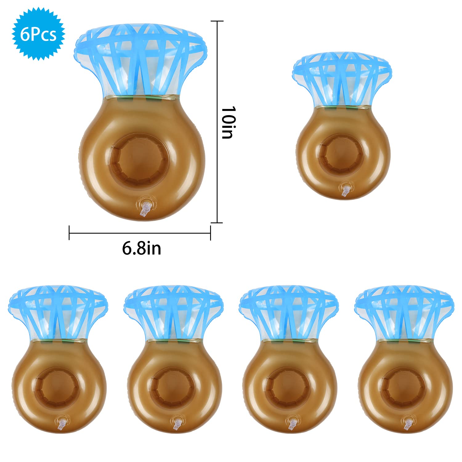 6 Pack Inflatable Drink Holder Floats for Pool Party - Floating Drink Rings for Swimming, Bachelorette Party Decorations & Summer Pool Accessories - Perfect for Adults, Beach & Backyard Gatherings
