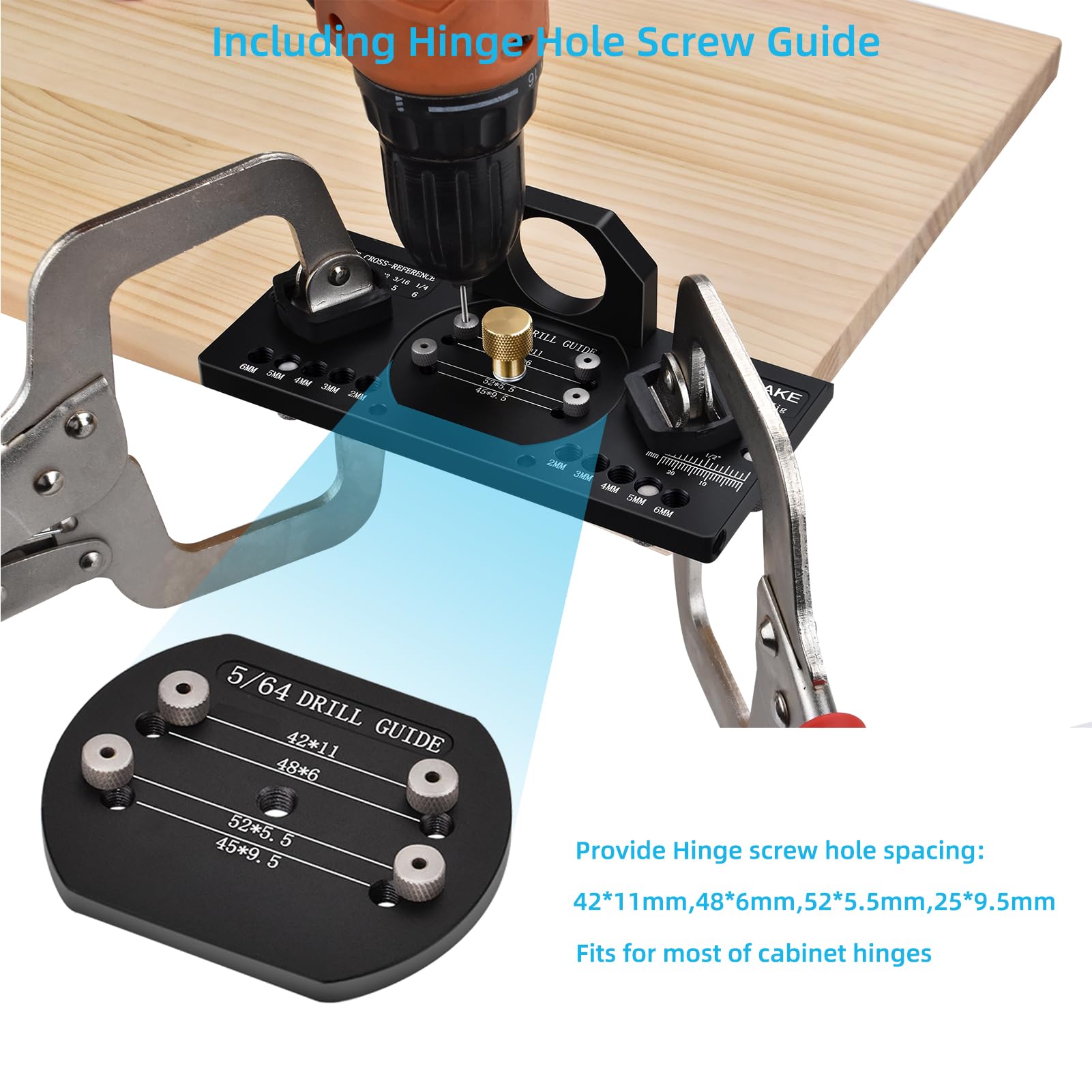All-Metal Concealed Hinge Jig with Dust Vacuum Adapter - 35mm Cabinet Hinge Drilling Tool for Door & Cabinet Installation | Perfect for Woodworking Projects & Professional Cabinet Making