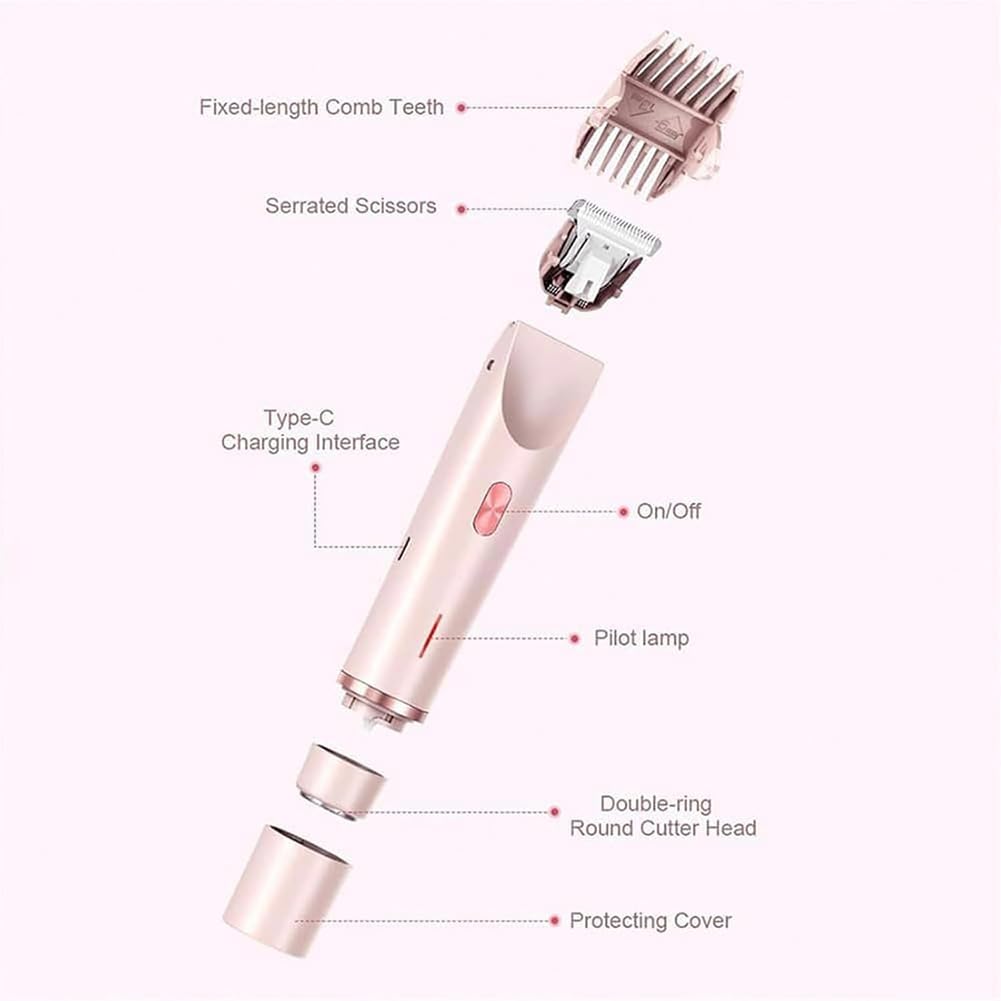 Ezme Trimmie 2.0 Women's 2-in-1 Electric Razor & Bikini Trimmer - Blue | Painless Hair Removal for Legs, Underarms & Sensitive Areas | Waterproof Shaver for Shower & Travel Use