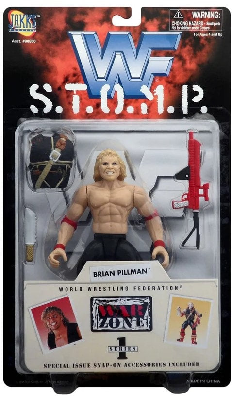 1998 WWF Jakks Pacific S.T.O.M.P. Series 1 Brian Pillman Wrestling Action Figure - Collectible Vintage Toy for WWF Fans & Wrestling Memorabilia Collectors - Perfect for Display, Play & Nostalgic Gift Giving