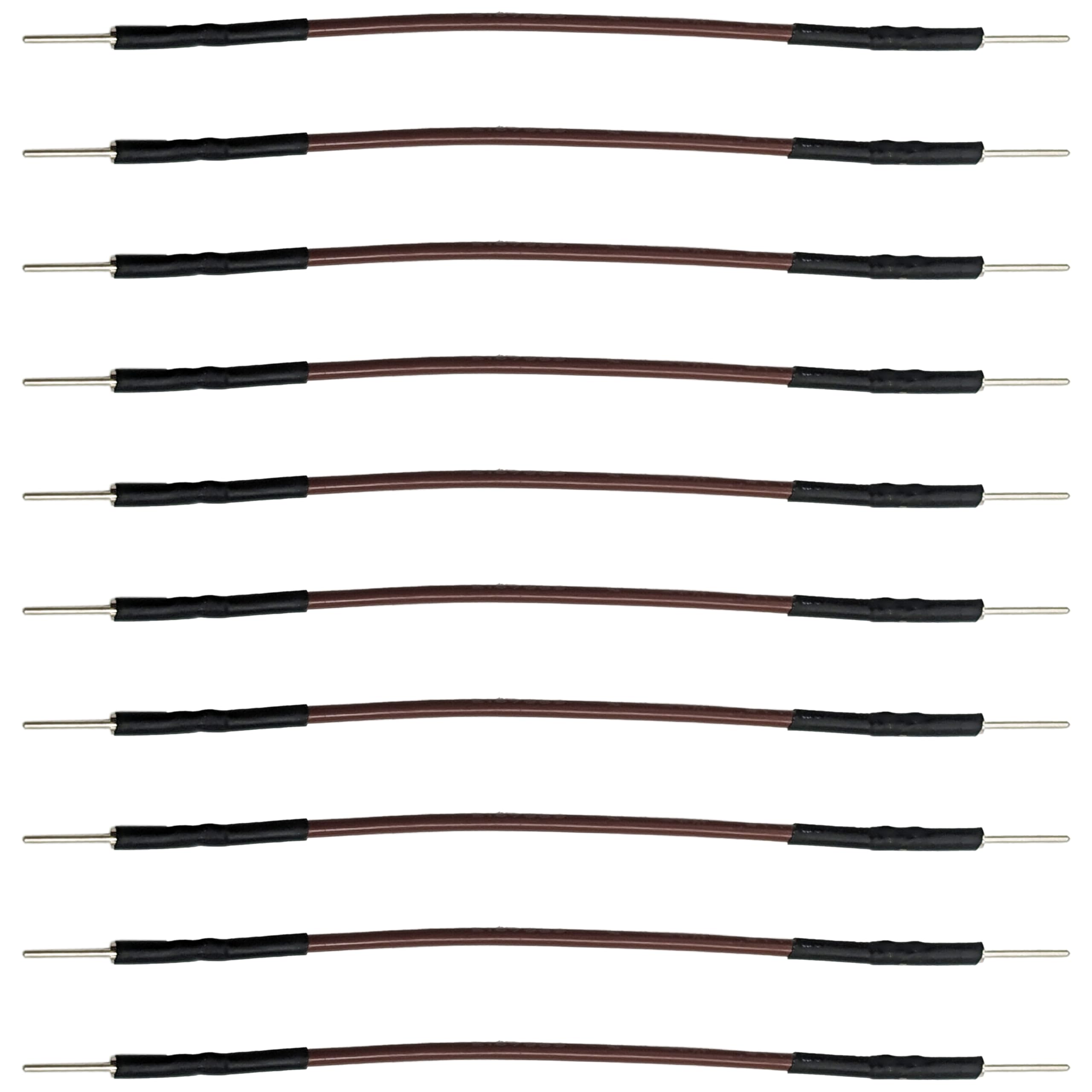 10 Pack 2-inch Male to Male Reinforced Jumper Wires for Arduino, Raspberry Pi, Breadboard Prototyping - Durable Brown Color Wires for DIY Electronics Projects