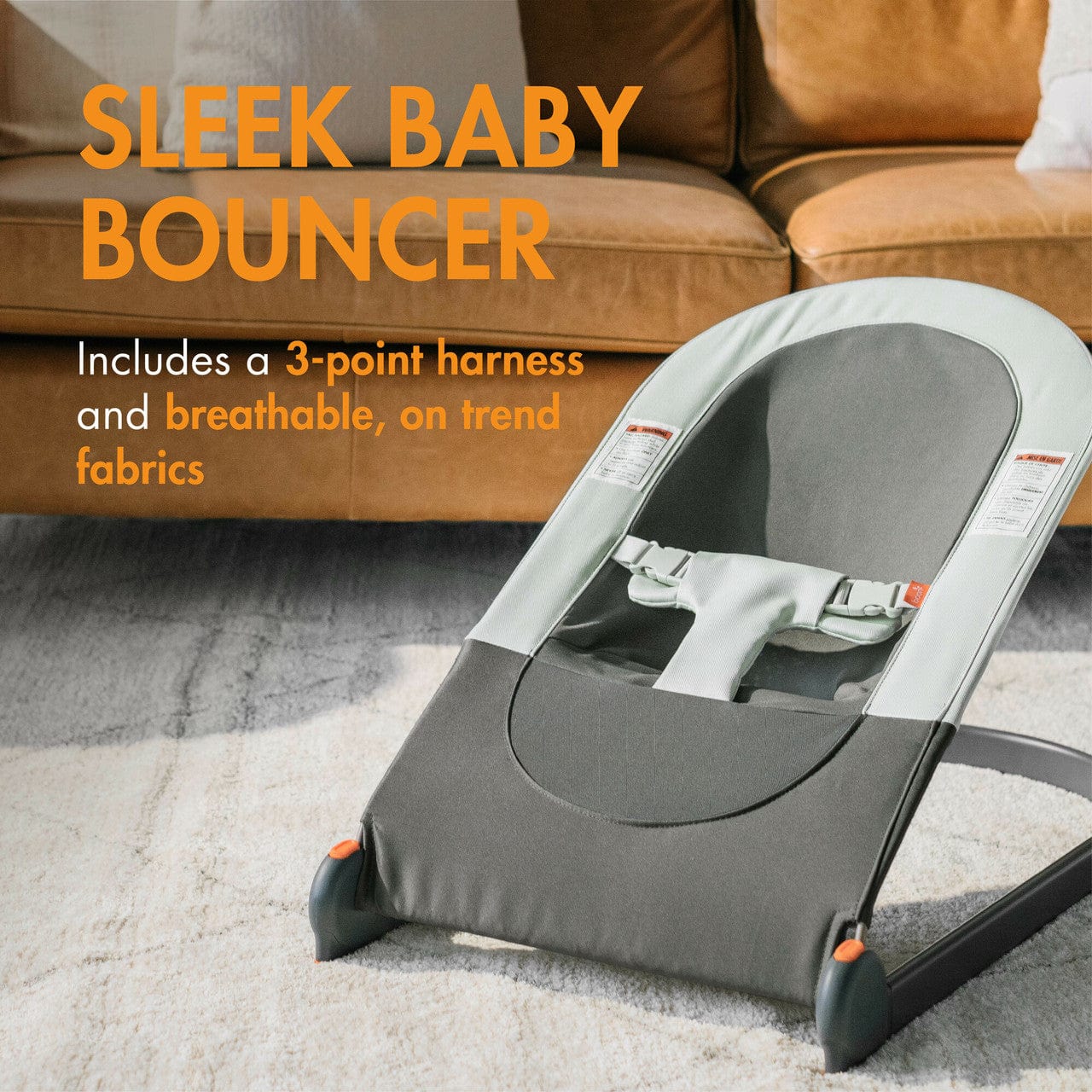 Tomy Boon Slant Bouncer - Baby Bouncer Seat with Adjustable Recline for Newborns & Infants - Perfect for Playtime, Napping & Soothing at Home or Travel