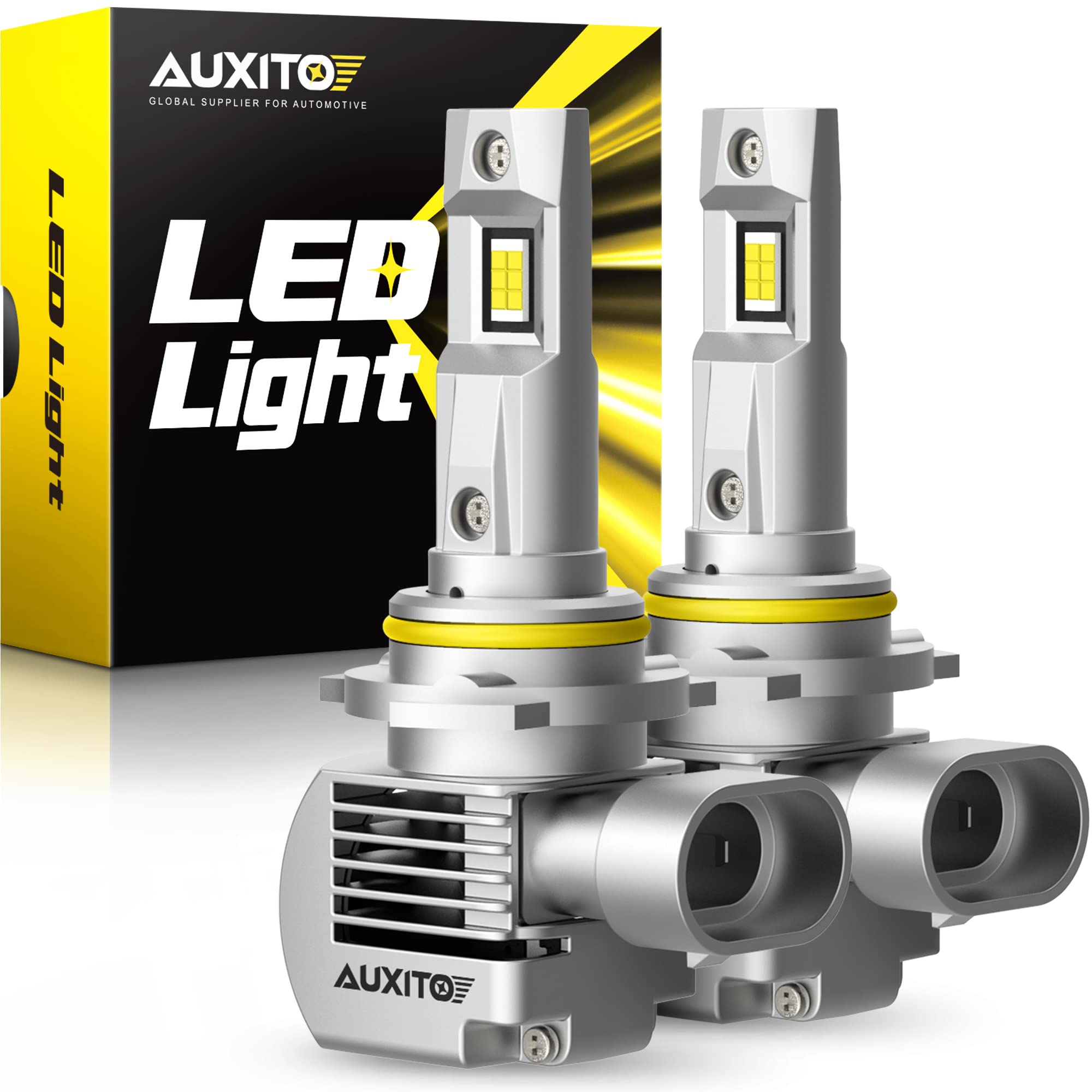 AUXITO 9005 HB3 LED Headlight Bulbs 6000K White - 100W 20000 Lumens Super Bright - 600% Brighter Than Halogen - Low Beam High Beam Replacement - Canbus Ready - Plug and Play - Pack of 2 - Perfect for Night Driving & Off-Road Adventures