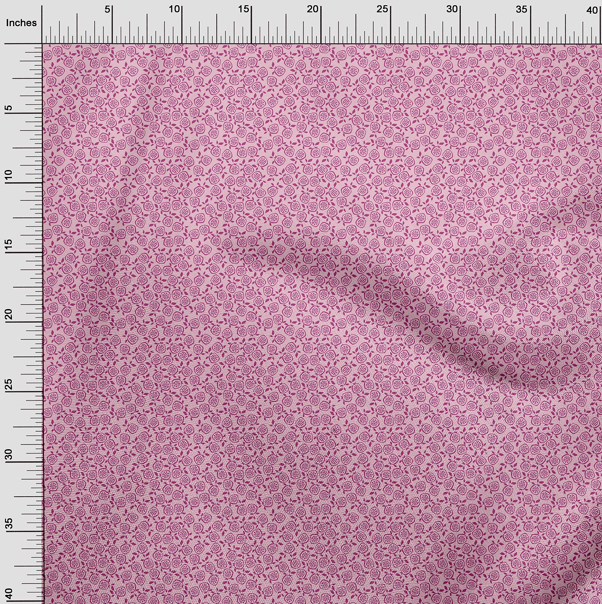 Premium 100% Cotton Cambric Fabric - Pink Pomegranate Print Dress Material by the Yard, 42 Inch Wide | Perfect for Dresses, Skirts, and DIY Fashion Projects