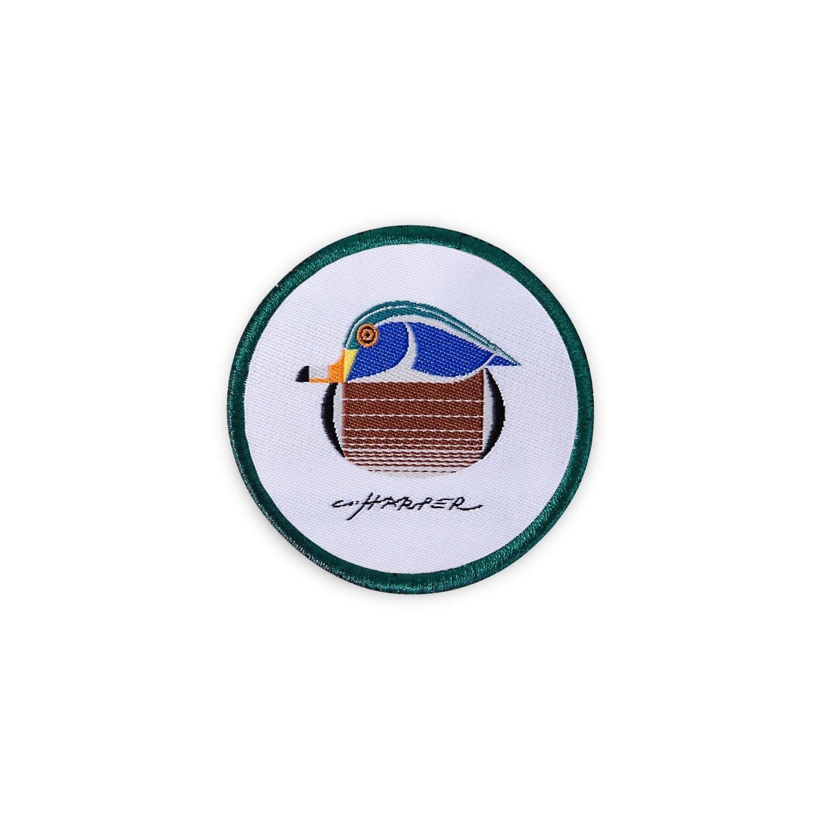 Charley Harper Wood Duck Embroidered Iron-On Patch - Vintage-Inspired Wildlife Applique for Jackets, Hats & Bags - Perfect for DIY Crafts & Outdoor Enthusiasts
