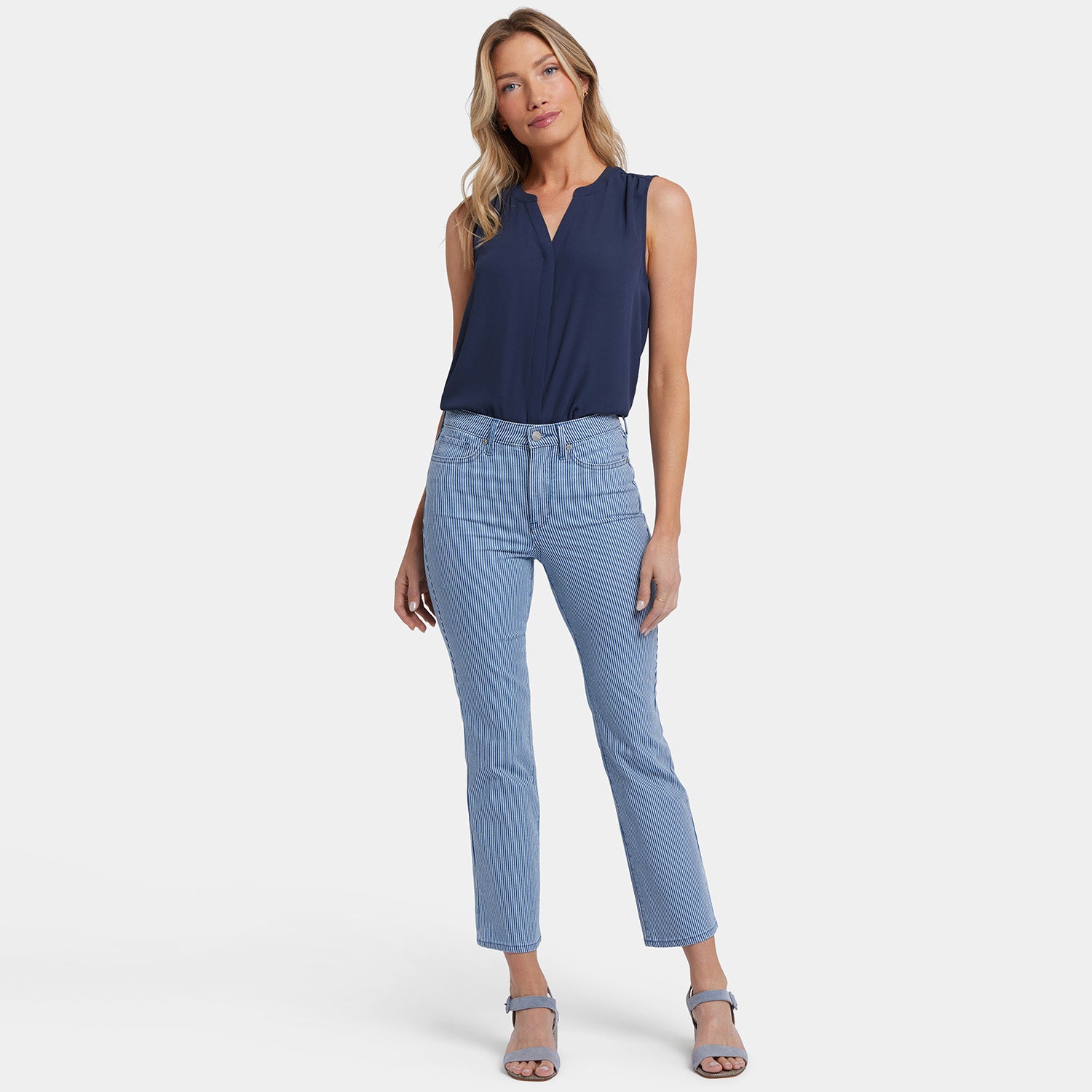 Billie Mini Bootcut Ankle Jeans - Women's High Waisted Stretch Denim Pants with Villa Vista Stripe | Perfect for Casual Outfits, Date Nights & Weekend Wear