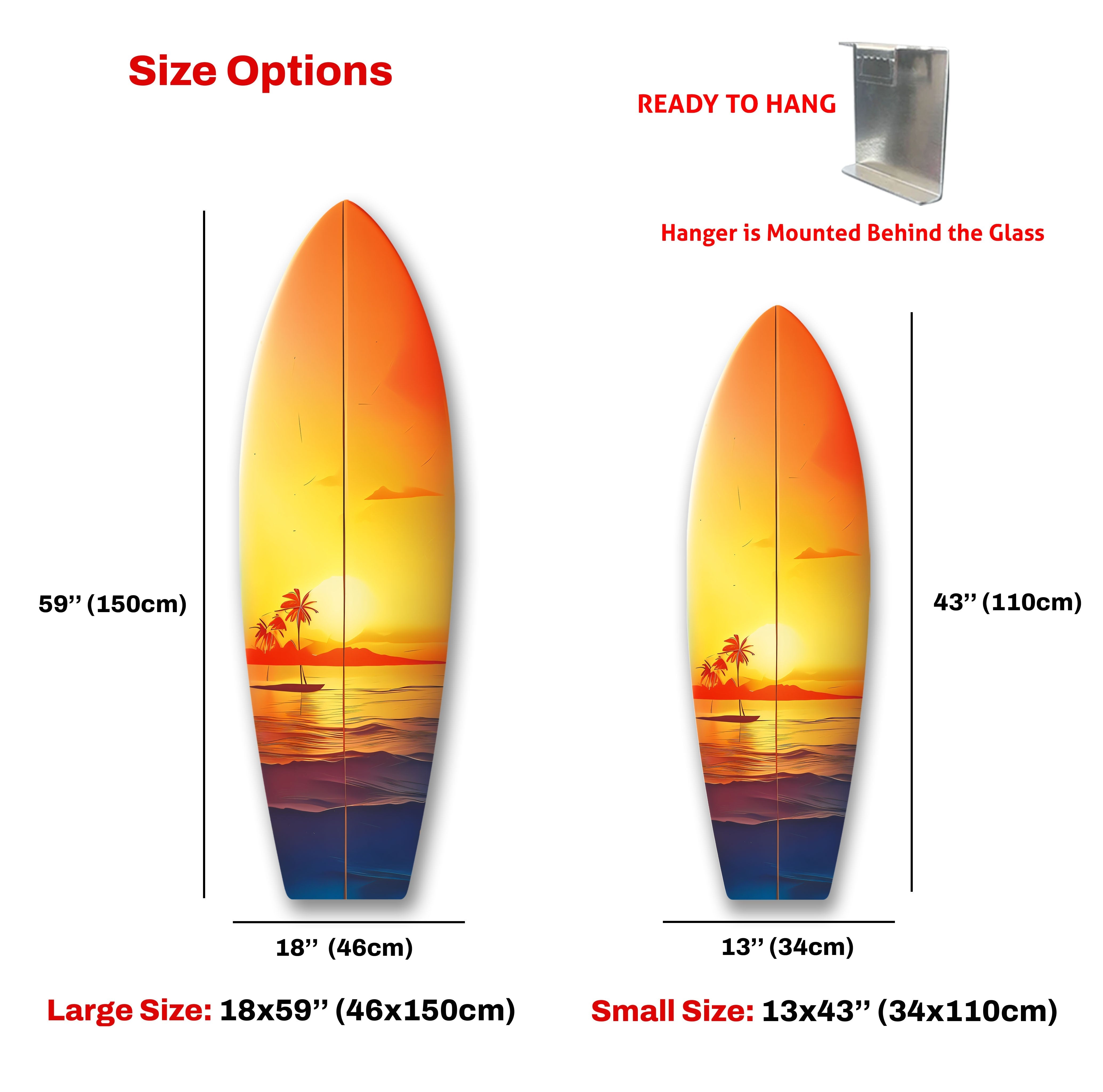 Beauty Sunset Surfboard Wall Art - Ocean Themed Decor for Beach House, Living Room, Bedroom & Office - Perfect Coastal Home Decor Gift