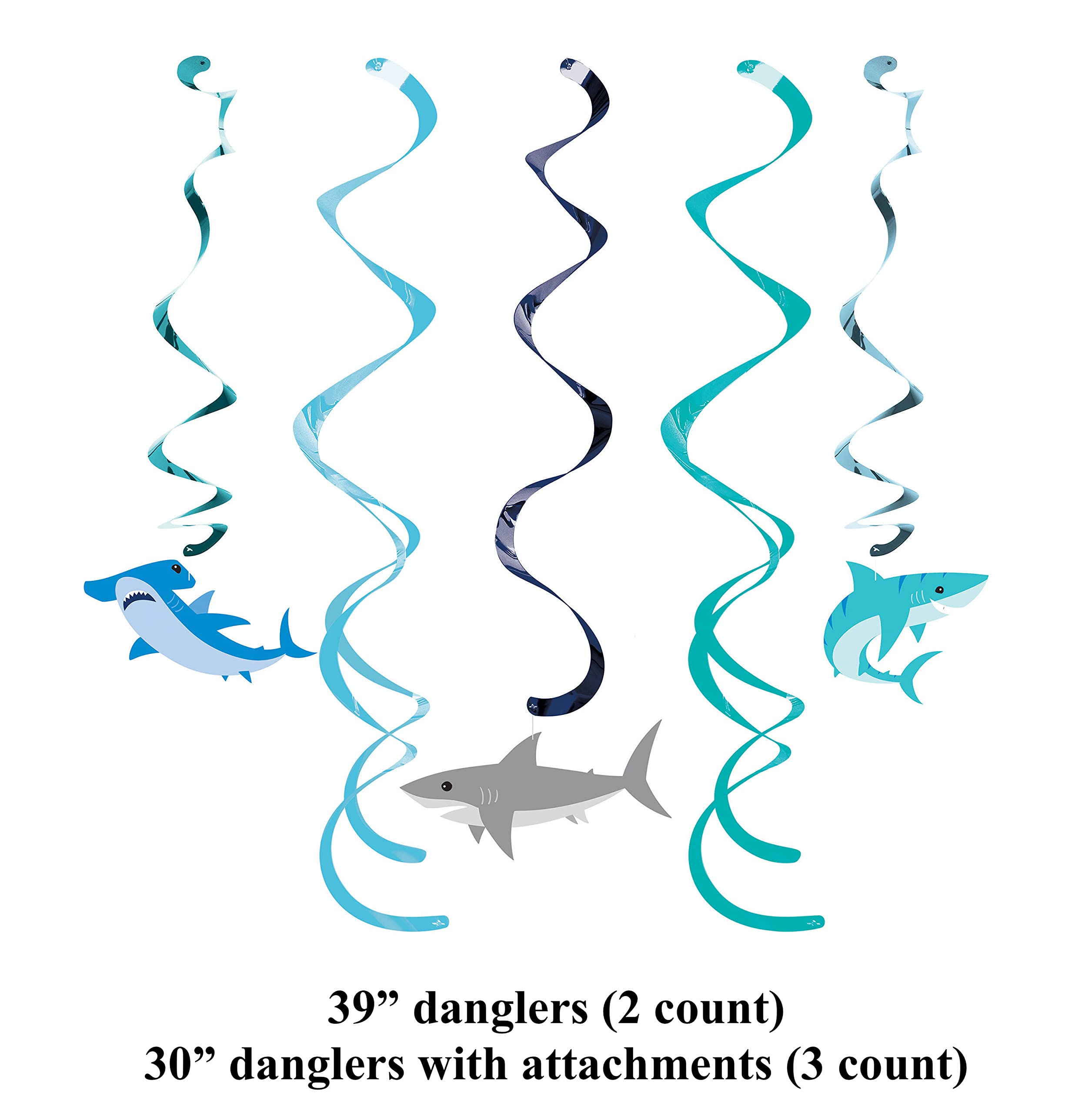 Creative Converting Shark Party Supplies - 70-Piece Set with Plates, Napkins & Balloon Decorations for Kids Birthday, Baby Shower & Ocean Theme Events